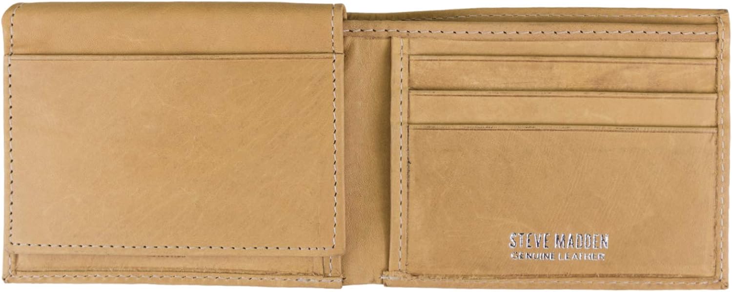 BILLETERA PARA HOMBRE STEVE MADDEN SLIM DE CUERO CON BOLSILLOS EXTRA - 3