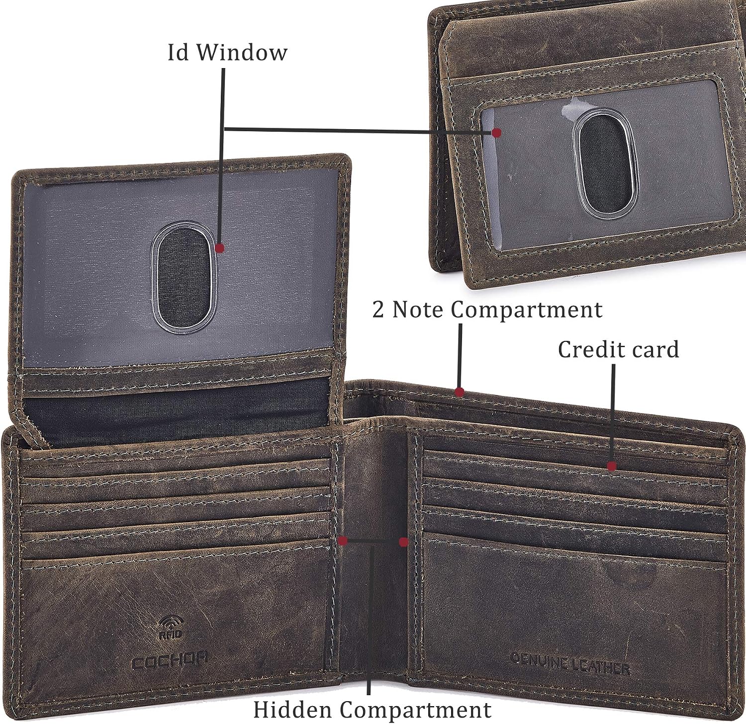 BILLETERA PARA HOMBRE COCHOA CRAZY HORSE VERDE MUSGO - 2