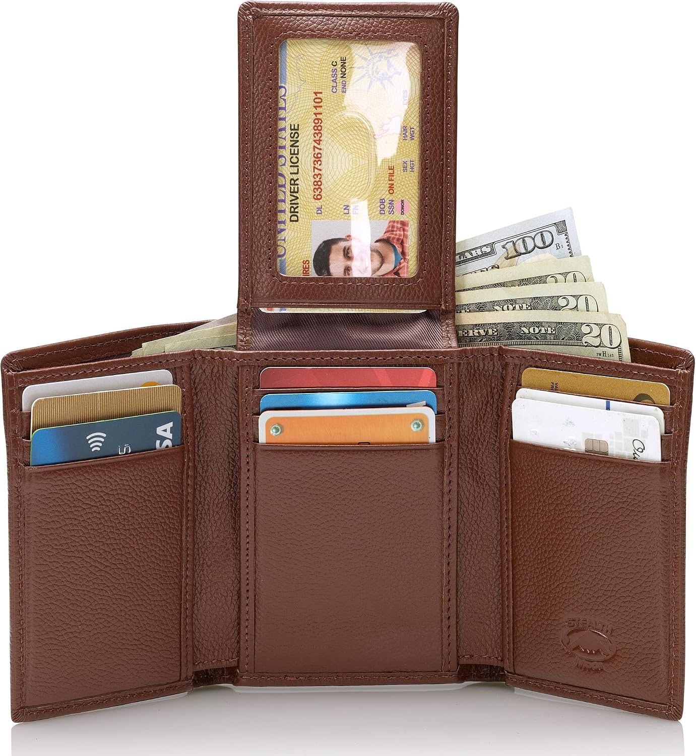 BILLETERA TRIFOLD DE CUERO STEALTH MODE PARA HOMBRE CON BLOQUEO RFID - 2