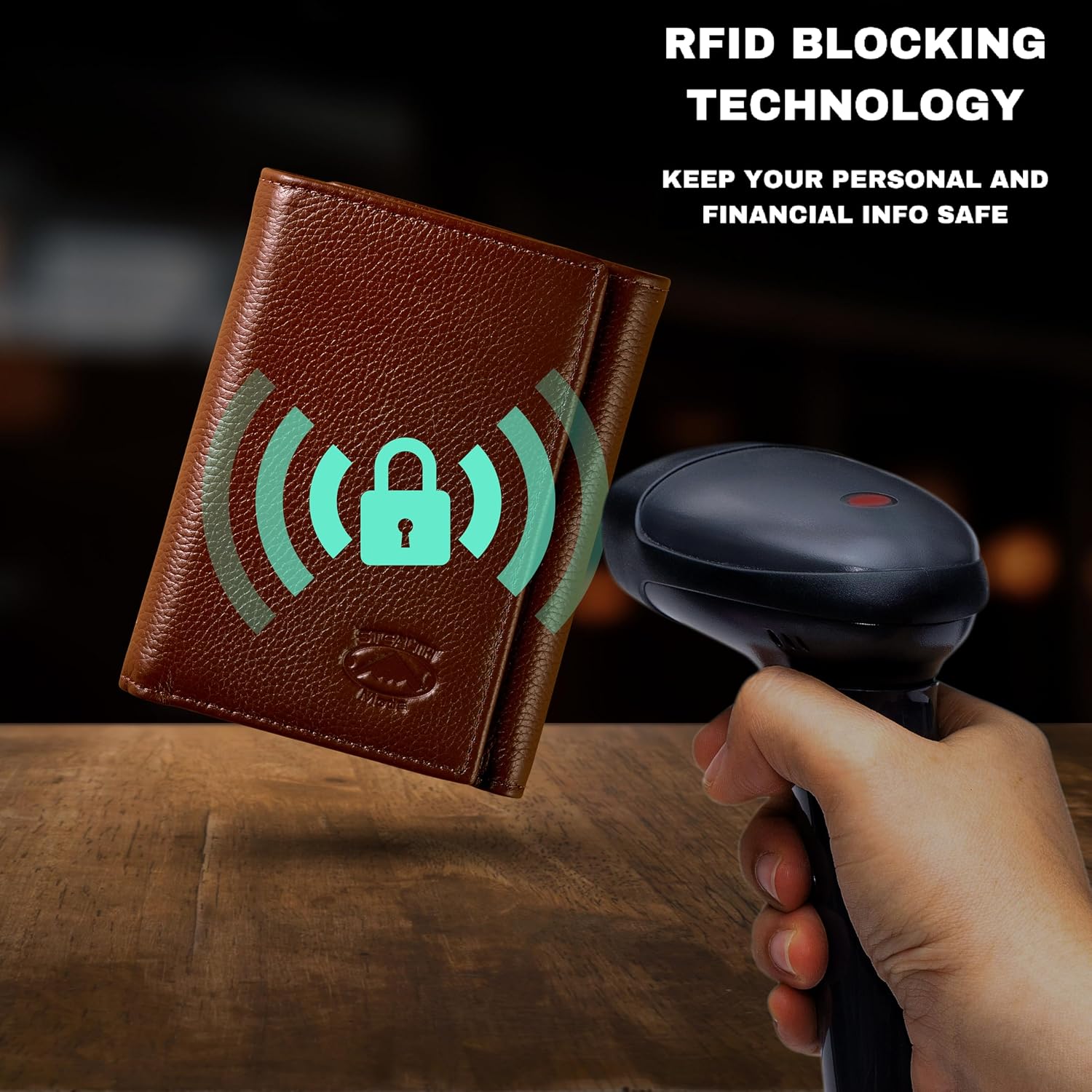 BILLETERA TRIFOLD DE CUERO STEALTH MODE PARA HOMBRE CON BLOQUEO RFID - 5
