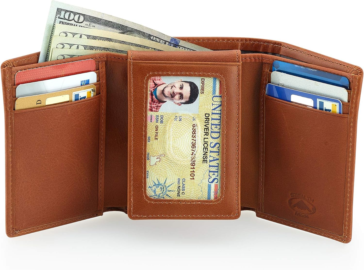 BILLETERA TRIFOLD DE CUERO STEALTH MODE PARA HOMBRE CON BLOQUEO RFID - 2
