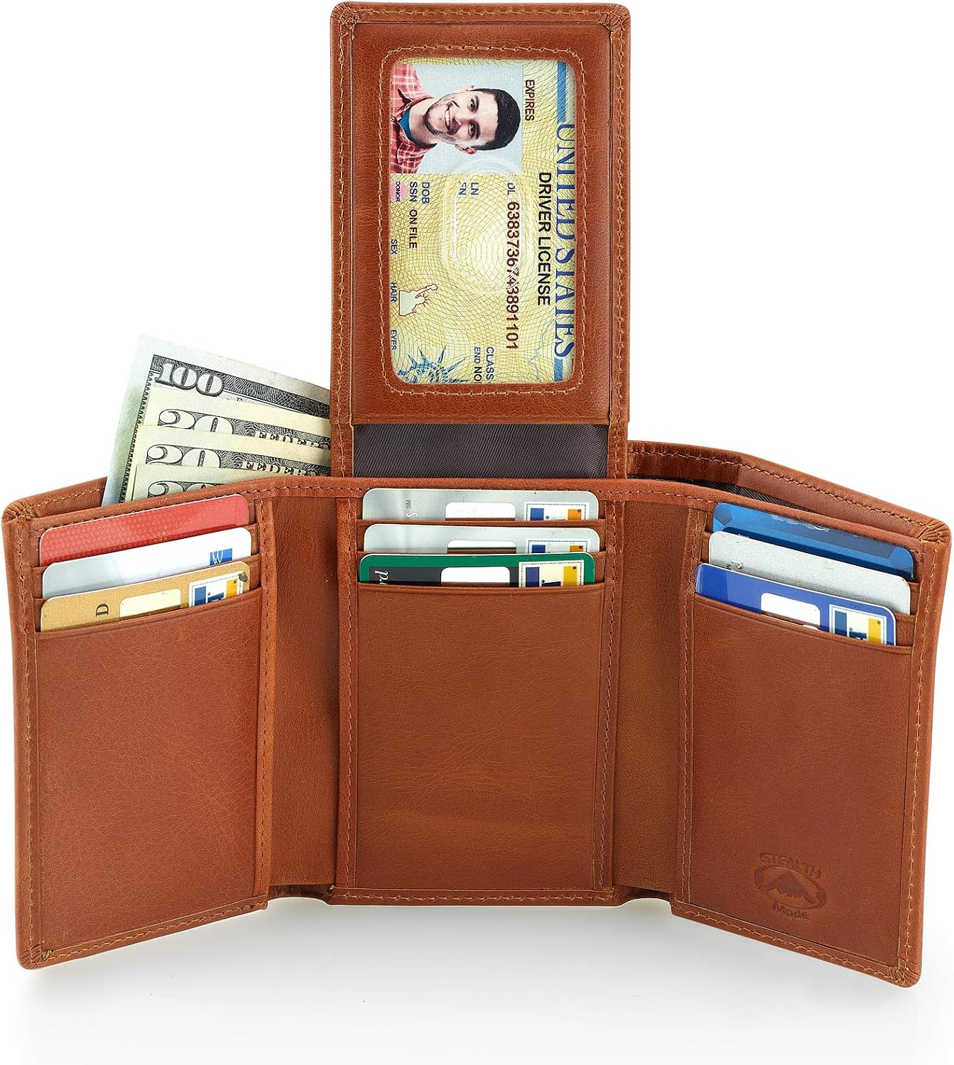 BILLETERA TRIFOLD DE CUERO STEALTH MODE PARA HOMBRE CON BLOQUEO RFID - 3