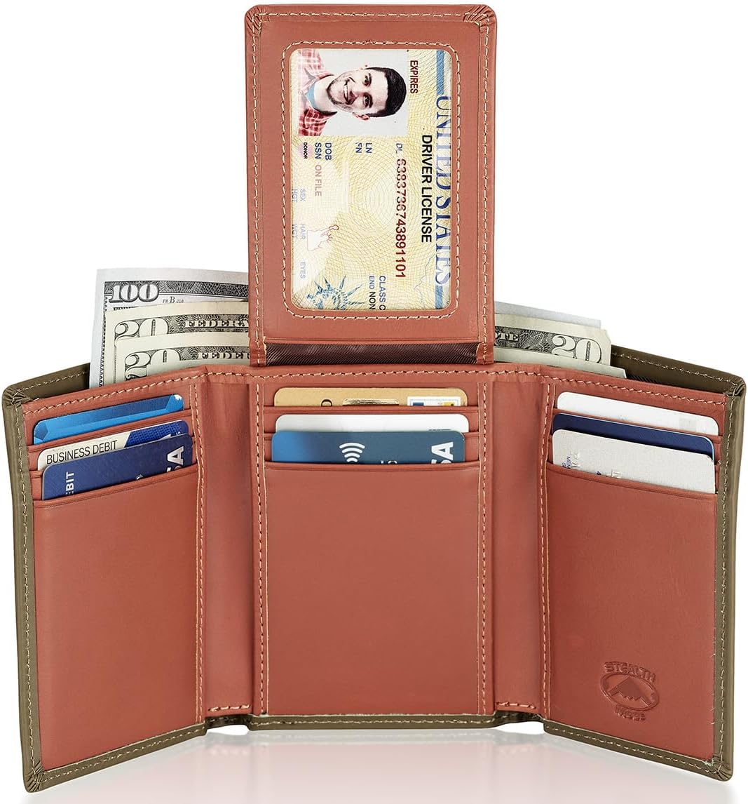 BILLETERA TRIFOLD DE CUERO STEALTH MODE PARA HOMBRE CON BLOQUEO RFID - 2