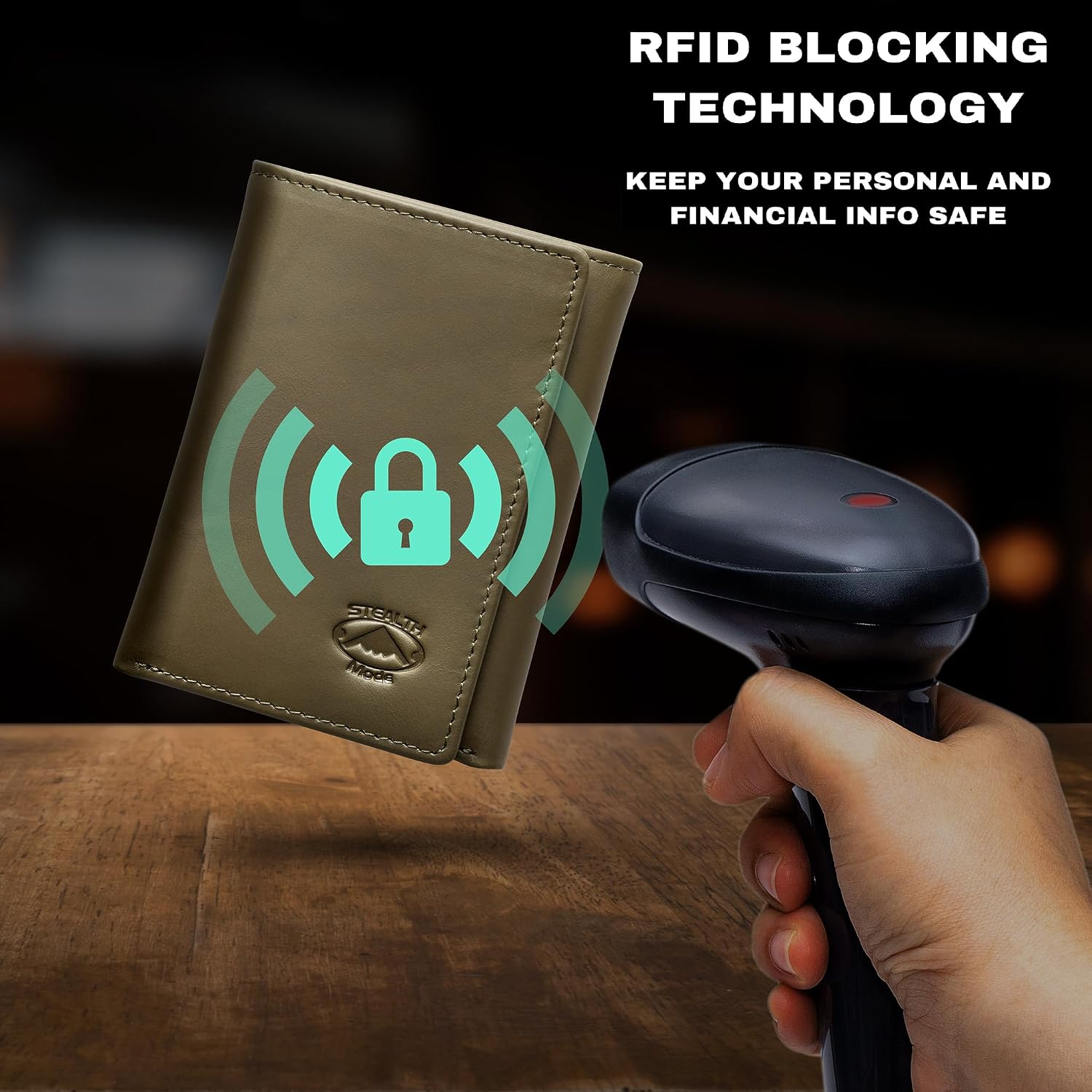 BILLETERA TRIFOLD DE CUERO STEALTH MODE PARA HOMBRE CON BLOQUEO RFID - 4
