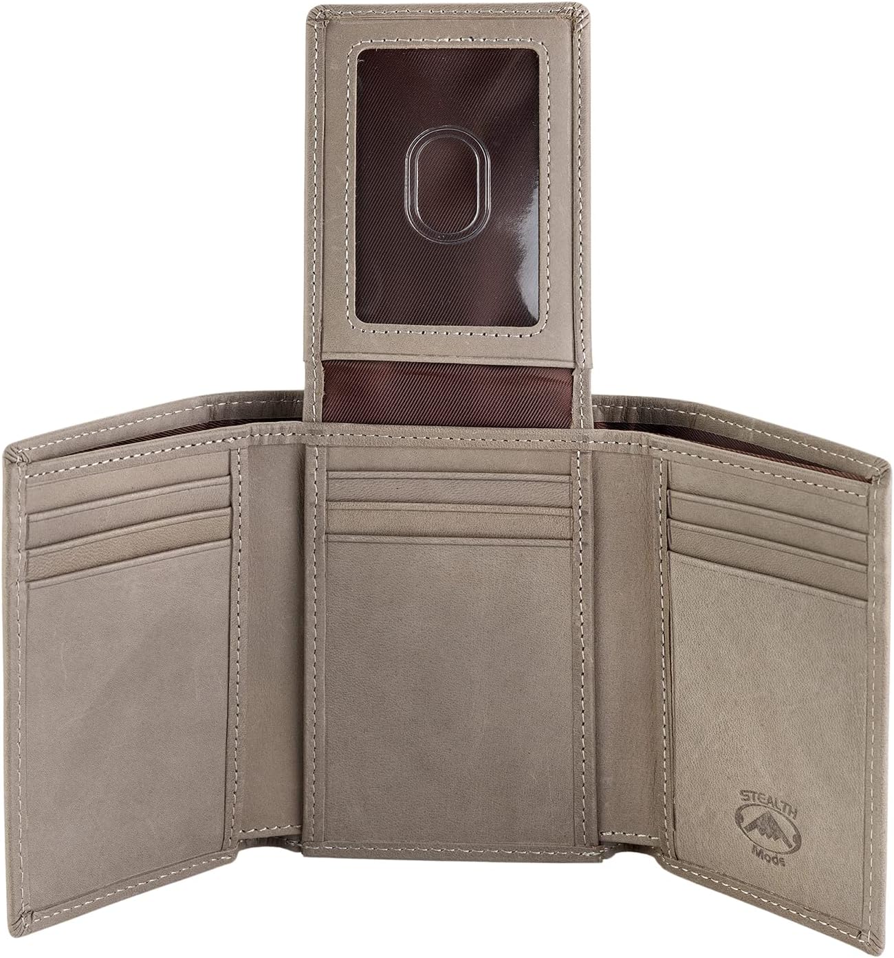 BILLETERA TRIFOLD STEALTH MODE CON BLOQUEO RFID CUERO GRIS - 1