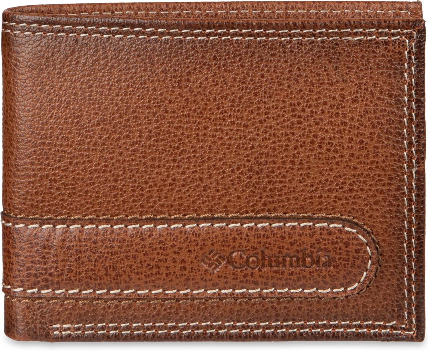 BILLETERA SLIM BIFOLD PARA HOMBRE COLUMBIA CON VENTANA ID Y LOGO ACOLCHADO COLOR TAN - 1