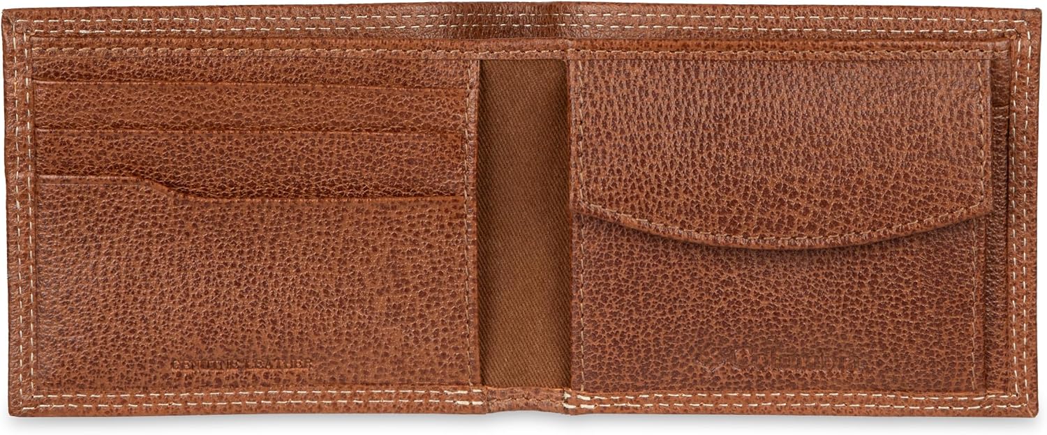 BILLETERA SLIM BIFOLD PARA HOMBRE COLUMBIA CON VENTANA ID Y LOGO ACOLCHADO COLOR TAN - 4