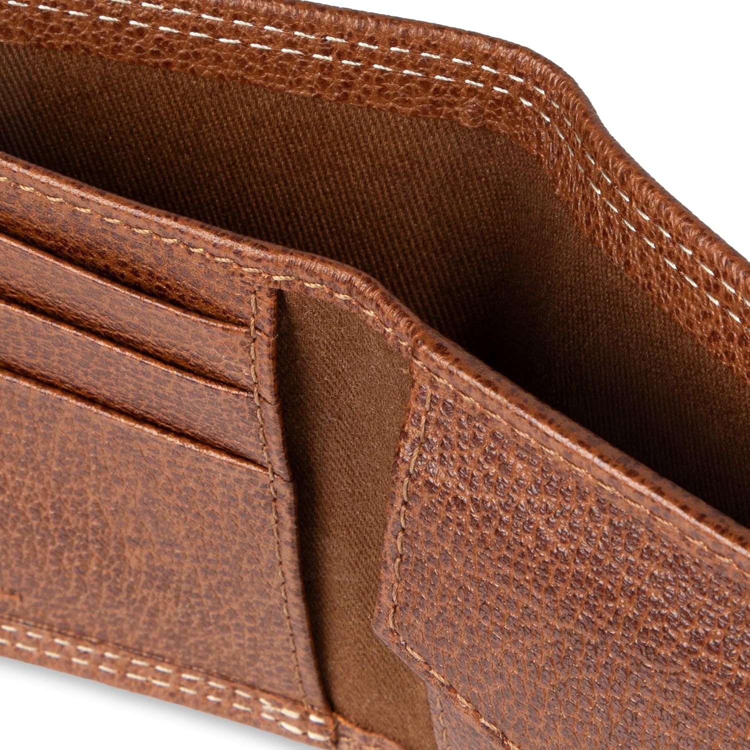 BILLETERA SLIM BIFOLD PARA HOMBRE COLUMBIA CON VENTANA ID Y LOGO ACOLCHADO COLOR TAN - 5
