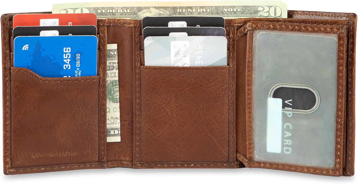 BILLETERA PARA HOMBRE COLUMBIA SLIM BIFOLD CON VENTANA PARA ID TAN - 4