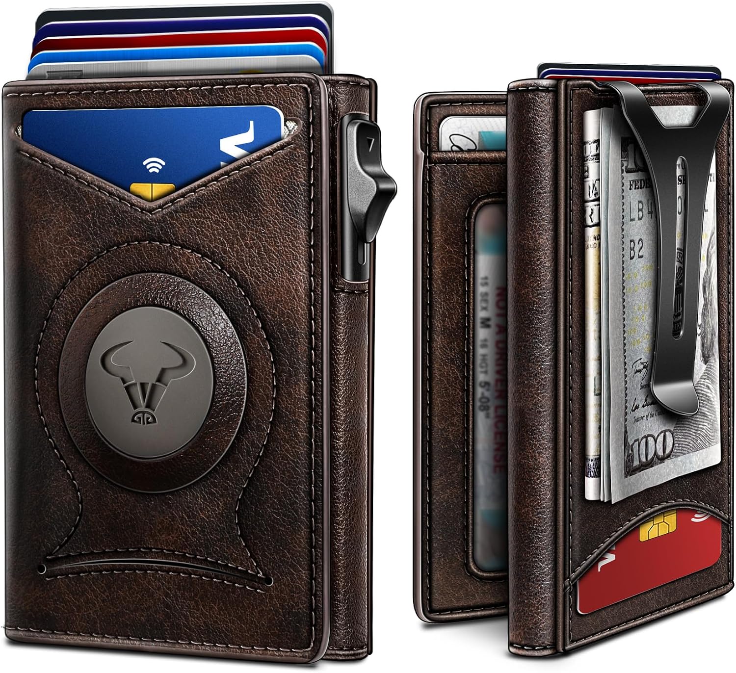 BILLETERA PARA HOMBRE BULLIANT SLIM DE CUERO CON CLIP PARA DINERO Y CIERRE MAGNÉTICO - 1