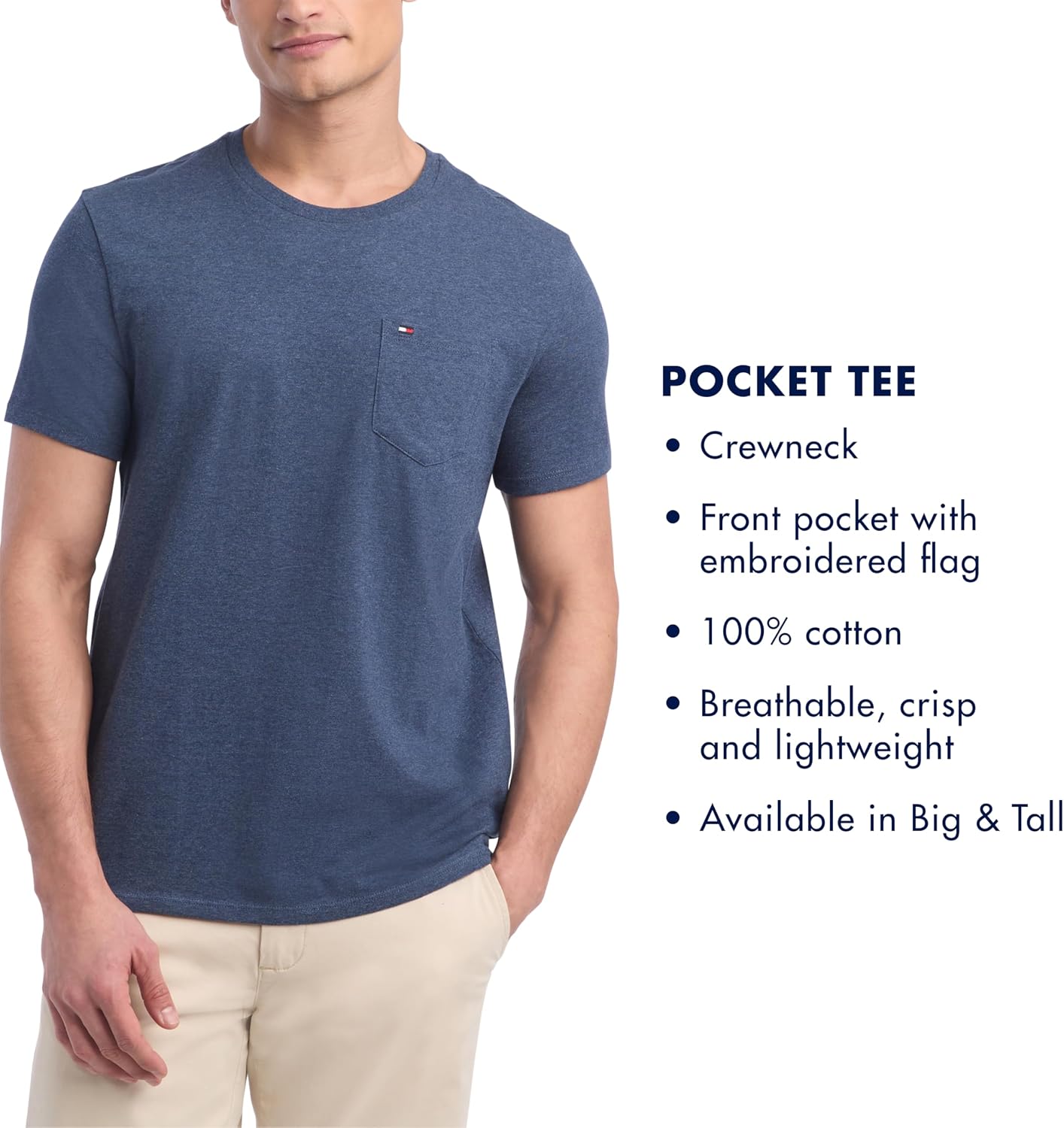 CAMISETA PARA HOMBRE TOMMY HILFIGER ESSENTIAL MANGA CORTA ALGODÓN CON BOLSILLO BLOSSOM - 4