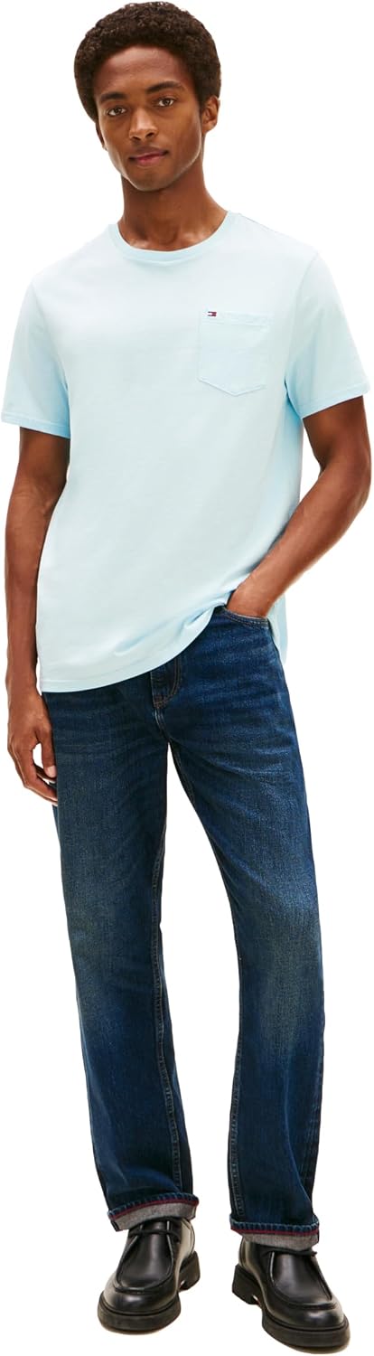 CAMISETA PARA HOMBRE TOMMY HILFIGER ESSENTIAL MANGA CORTA ALGODÓN CUELLO REDONDO CON BOLSILLO AZUL - 3
