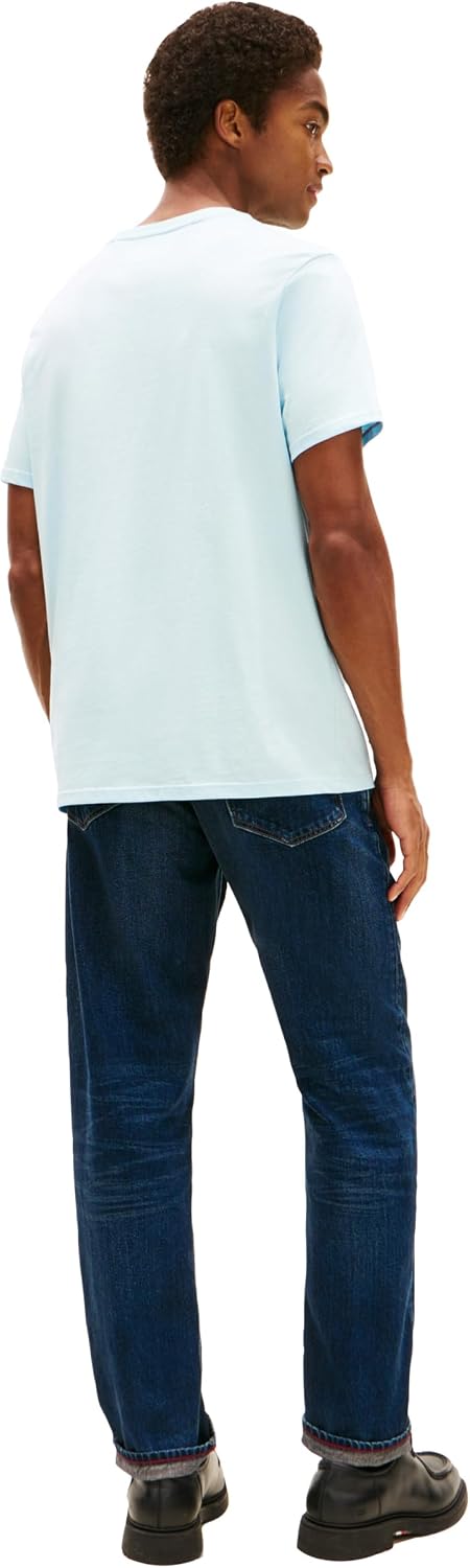 CAMISETA PARA HOMBRE TOMMY HILFIGER ESSENTIAL MANGA CORTA ALGODÓN CUELLO REDONDO CON BOLSILLO AZUL - 4