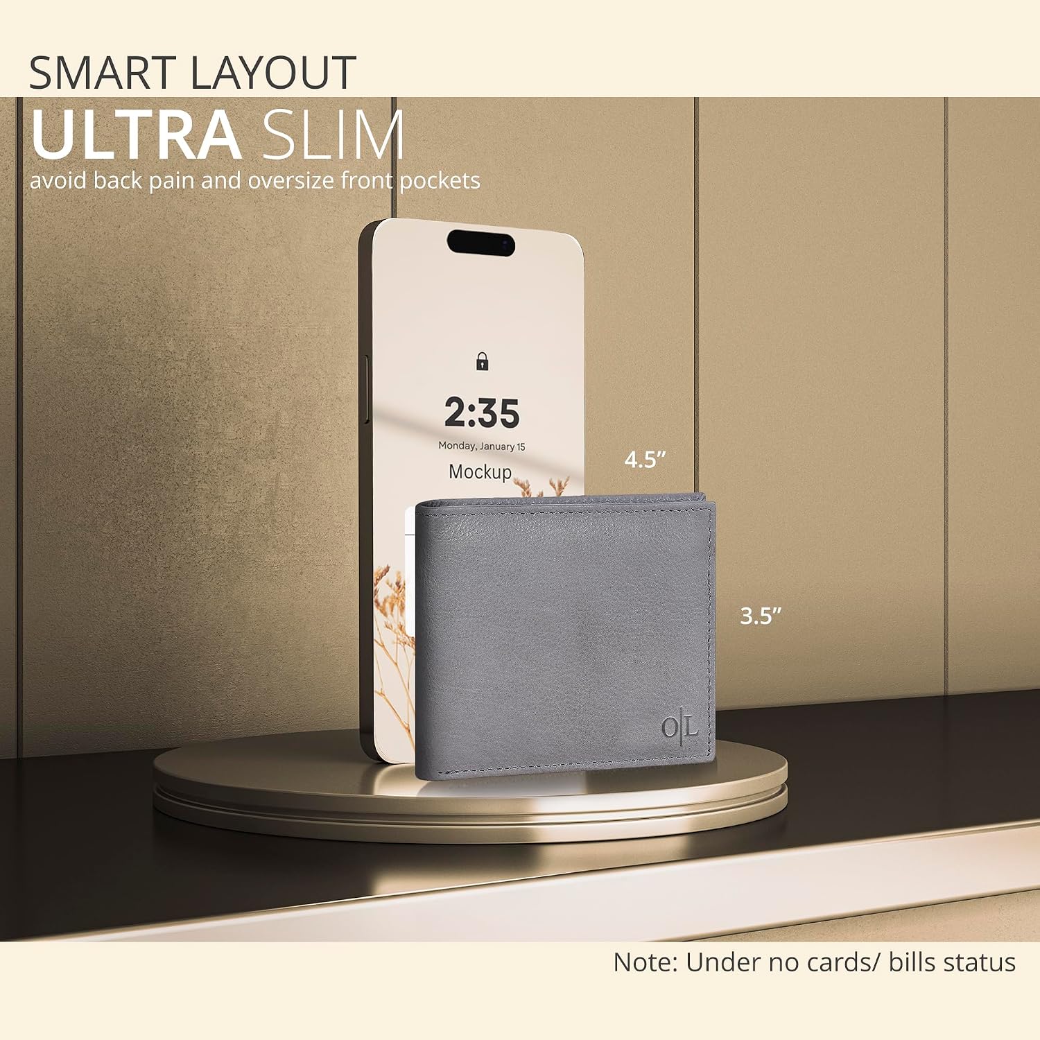 BILLETERA DE CUERO PARA HOMBRE OAK LEATHERS SLIM RFID BIFOLD COMPACTA GENUINA - 3