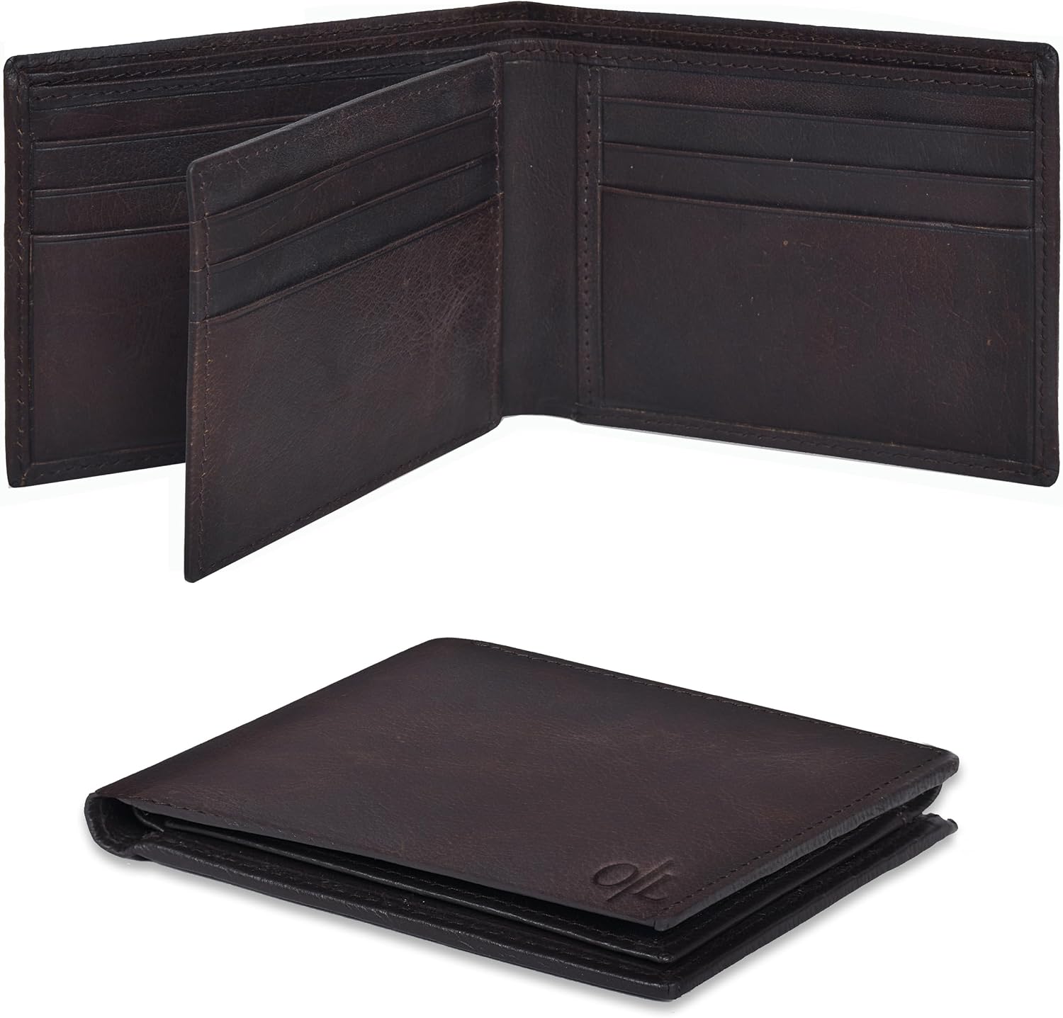 BILLETERA DE CUERO PARA HOMBRE OAK LEATHERS SLIM RFID BIFOLD COMPACTA GENUINA - 1