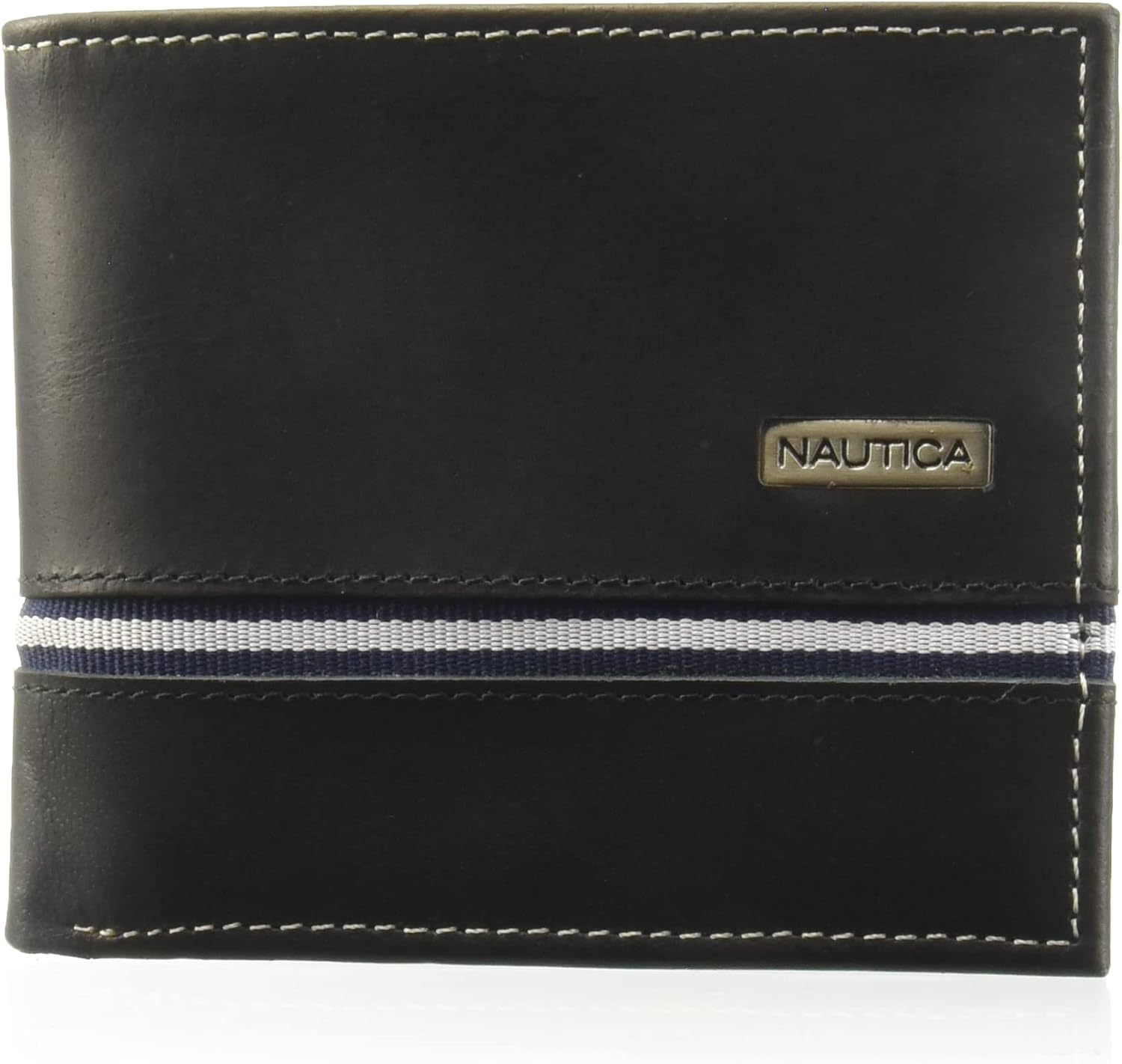 BILLETERA PARA HOMBRE NAUTICA BIFOLD DE CUERO CON BLOQUEO RFID Y VENTANA PARA ID - 1