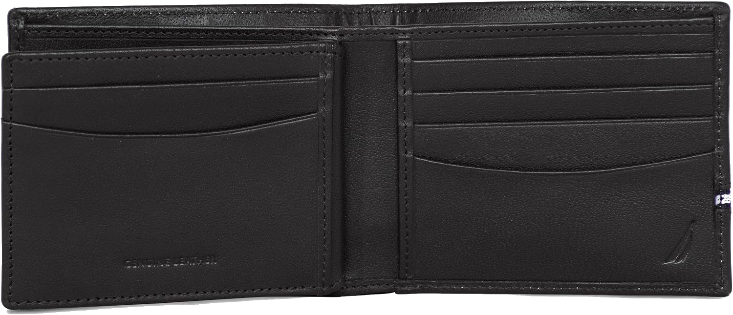BILLETERA PARA HOMBRE NAUTICA BIFOLD DE CUERO CON BLOQUEO RFID Y VENTANA PARA ID - 3