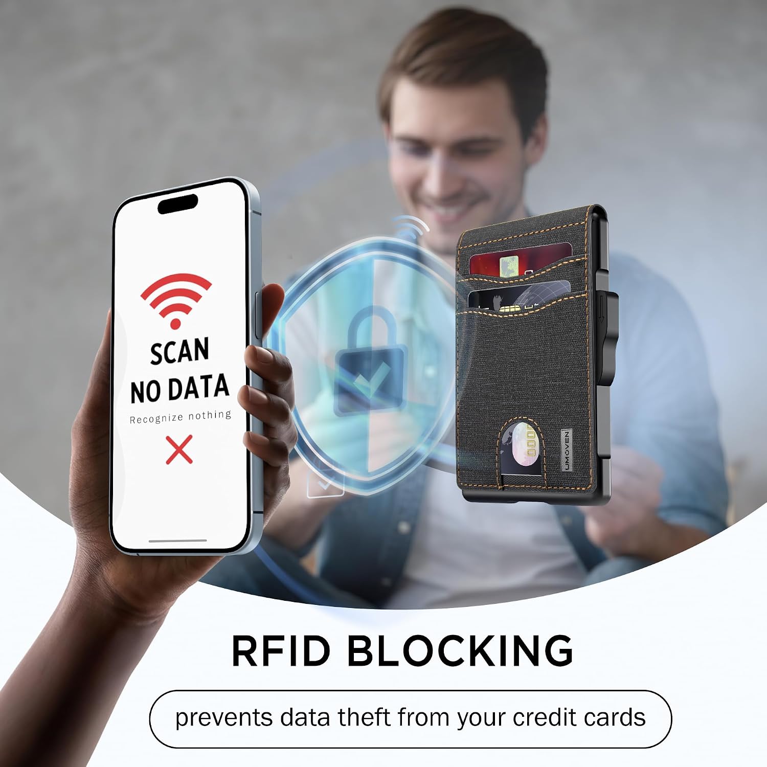 BILLETERA PARA HOMBRE UMOVEN MINIMALISTA DE CUERO CON BLOQUEO RFID Y COMPARTIMIENTO PARA BILLETES - 5