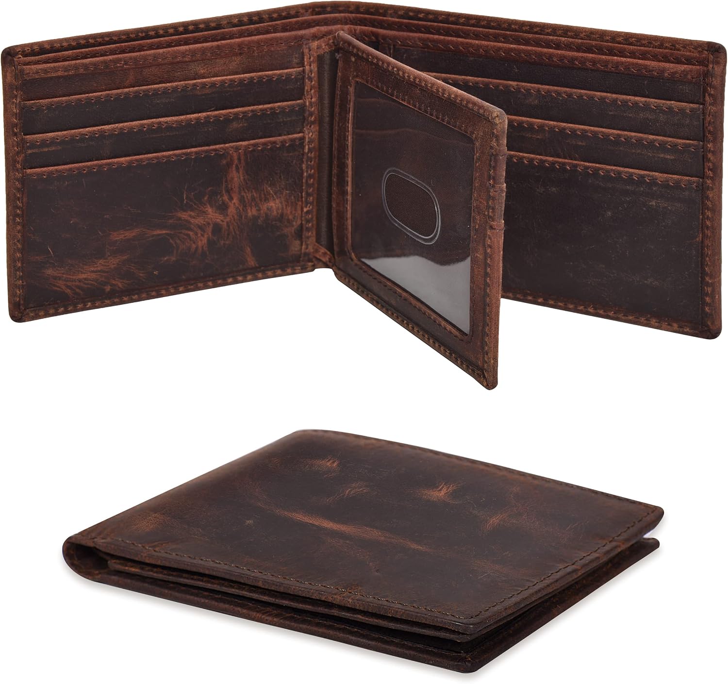BILLETERA PARA HOMBRE OAK LEATHERS SLIM RFID BIFOLD CUERO VACUNO - 1
