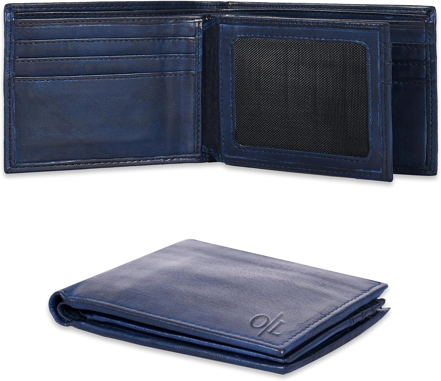 BILLETERA DE CUERO PARA HOMBRE OAK LEATHERS SLIM RFID BIFOLD COMPACTA GENUINA DE CUERO VACUNO - 1