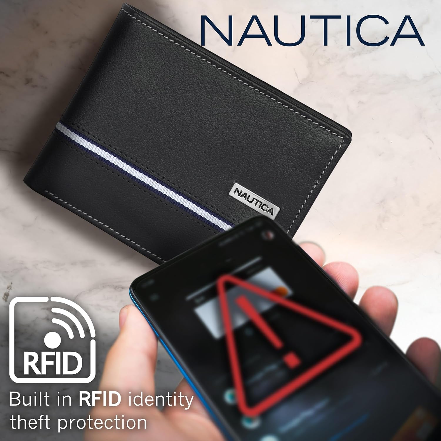 BILLETERA PARA HOMBRE NAUTICA BIFOLD DE CUERO CON BLOQUEO RFID - 5