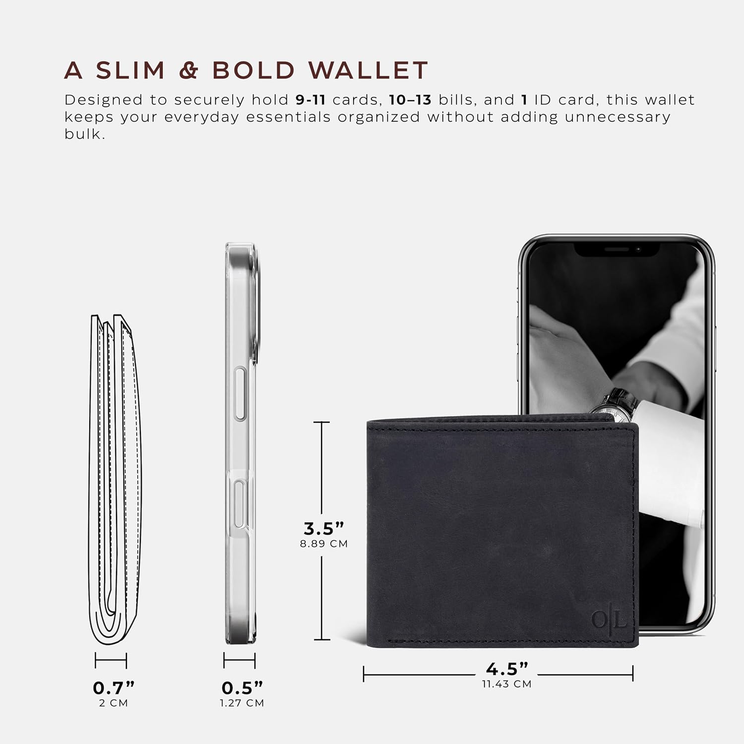 BILLETERA PARA HOMBRE OAK LEATHERS SLIM RFID BIFOLD CUERO VACUNO - 4