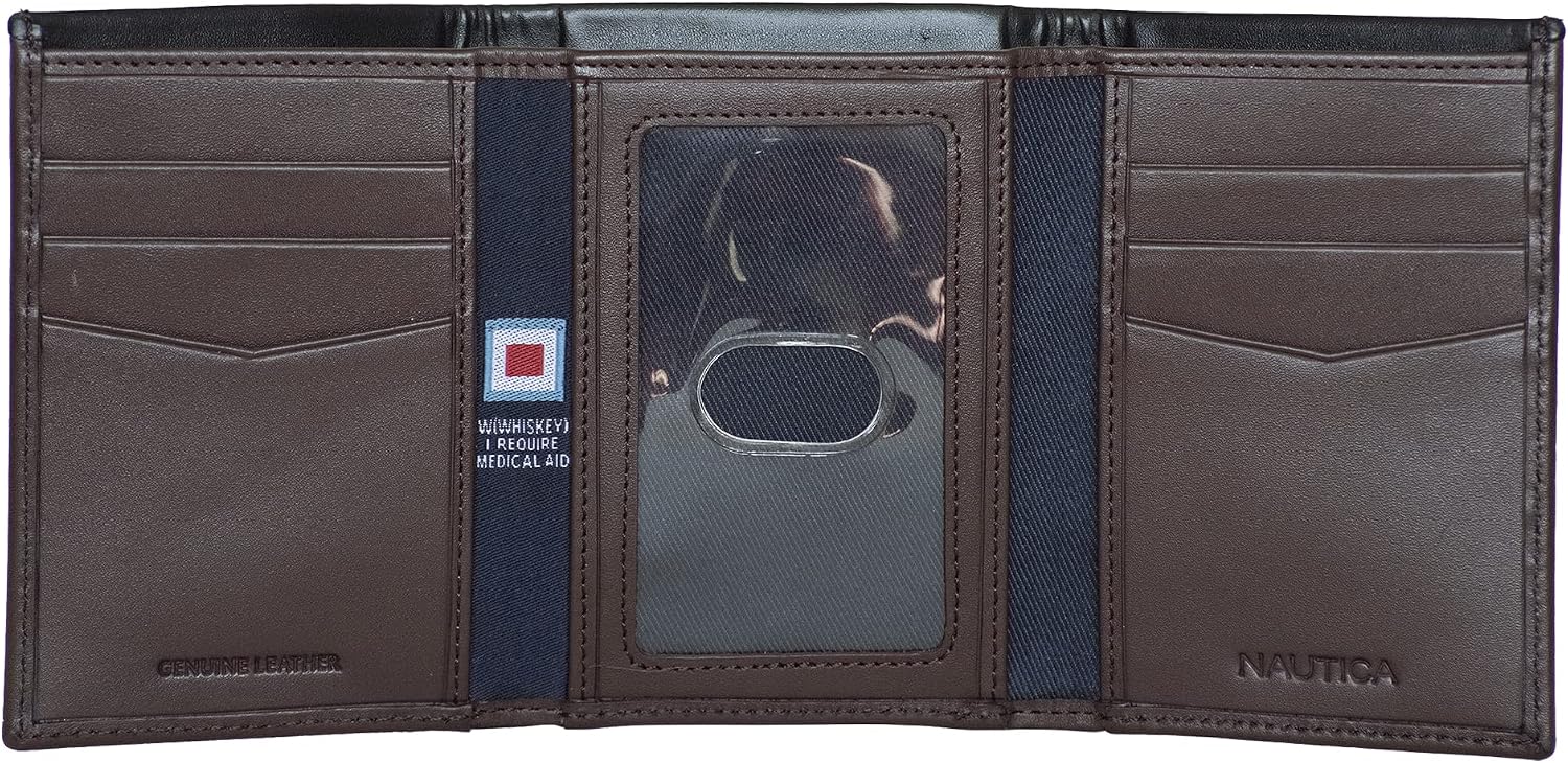 BILLETERA PARA HOMBRE NAUTICA TRIFOLD CON PROTECCIÓN RFID CUERO GENUINO - 2