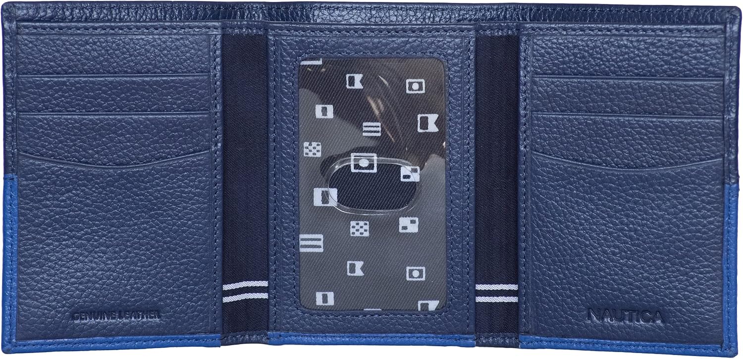 BILLETERA TRIFOLD PARA HOMBRE NAUTICA DE CUERO GENUINO CON PROTECCIÓN RFID - 2