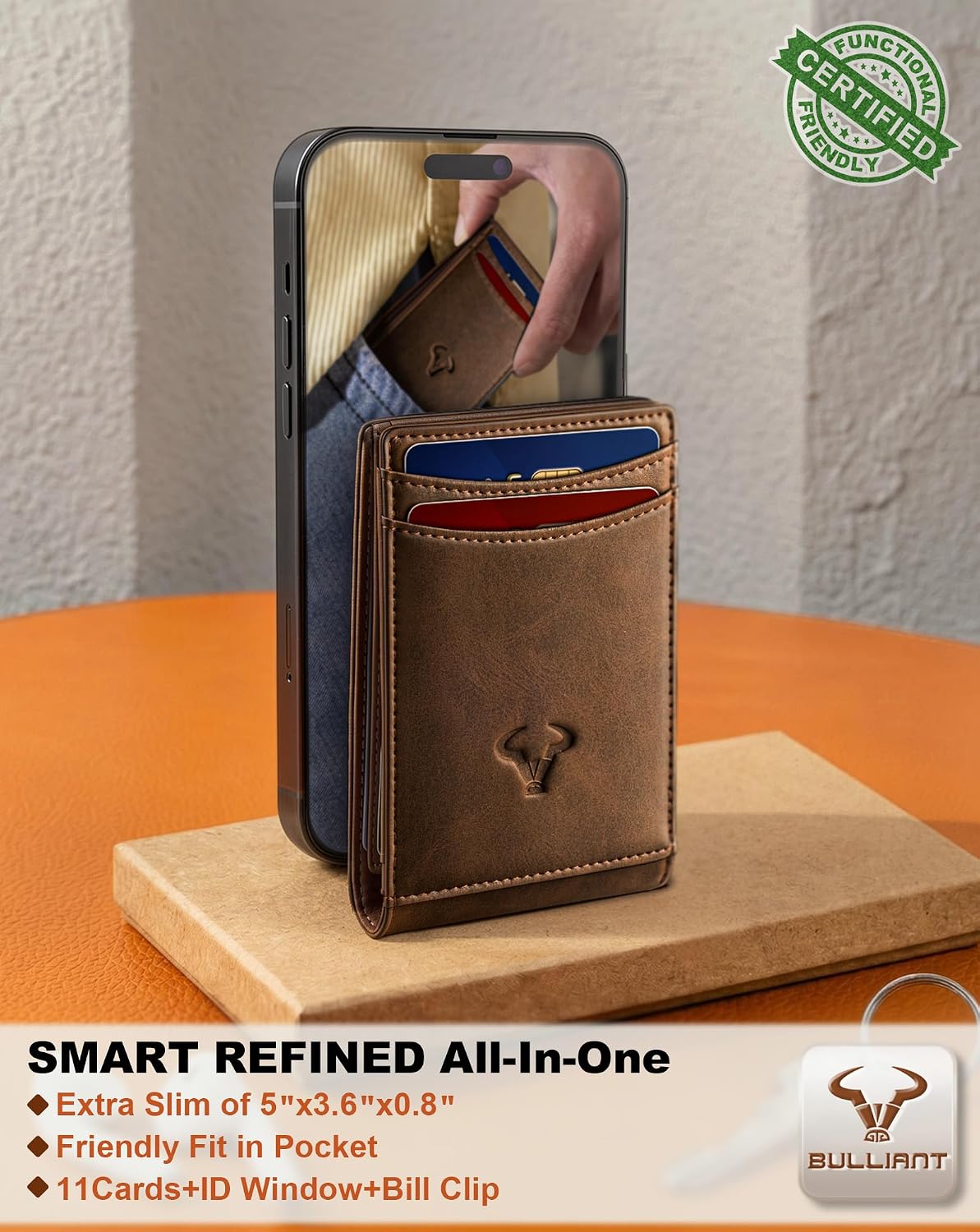 BILLETERA SLIM MAGNÉTICA DE CUERO BULLIANT PARA HOMBRE 10 TARJETAS - 4