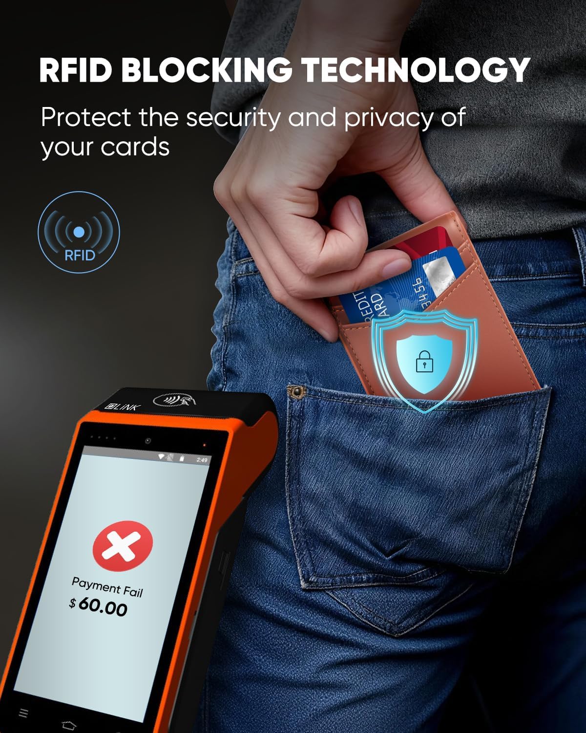BILLETERA PARA HOMBRE BEFORPET RFID CON 2 VENTANAS PARA ID Y COMPARTIMENTO PARA DINERO - 3