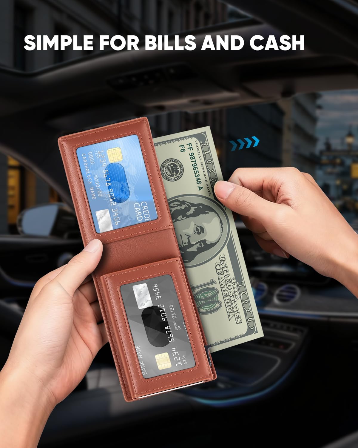 BILLETERA PARA HOMBRE BEFORPET RFID CON 2 VENTANAS PARA ID Y COMPARTIMENTO PARA DINERO - 5
