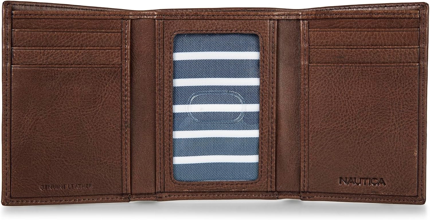 BILLETERA TRIFOLD PARA HOMBRE NAUTICA CON PROTECCIÓN RFID CUERO GENUINO - 4
