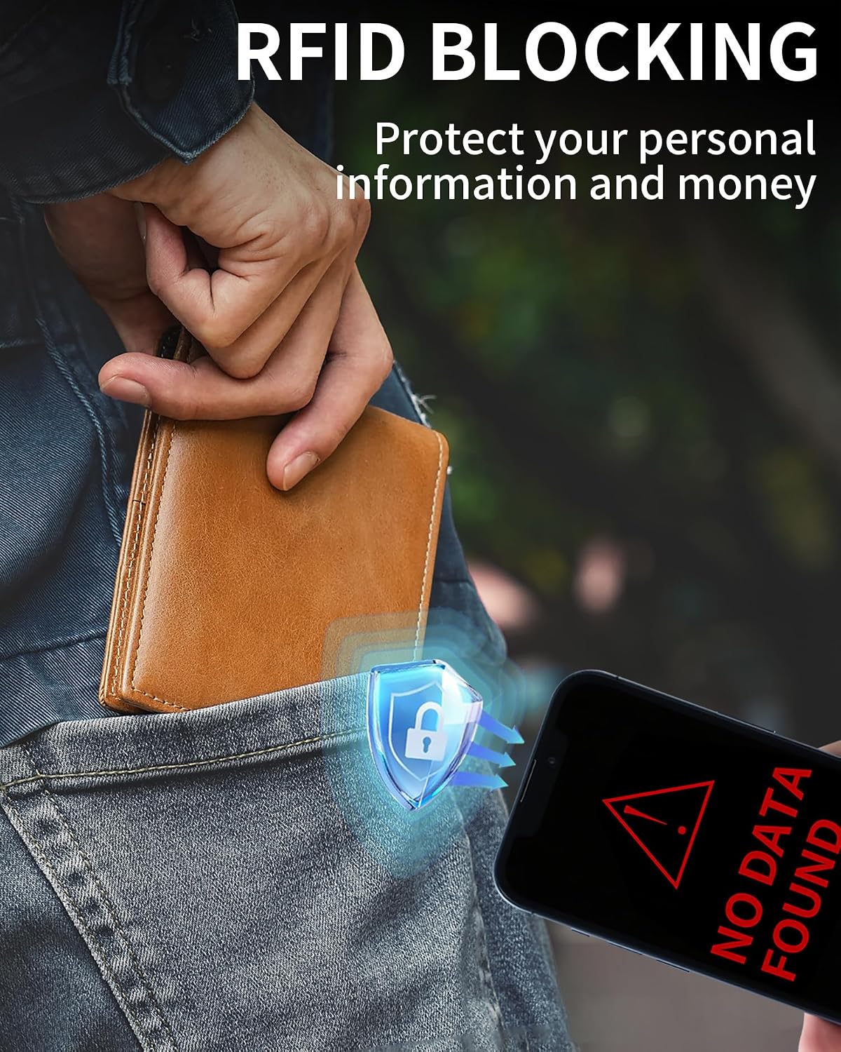 BILLETERA PARA HOMBRE ARTPAXY BIFOLD DE CUERO GENUINO CON BLOQUEO RFID 13 TARJETEROS 1 VENTANA ID 2 COMPARTIMENTOS PARA BILLETES - 4