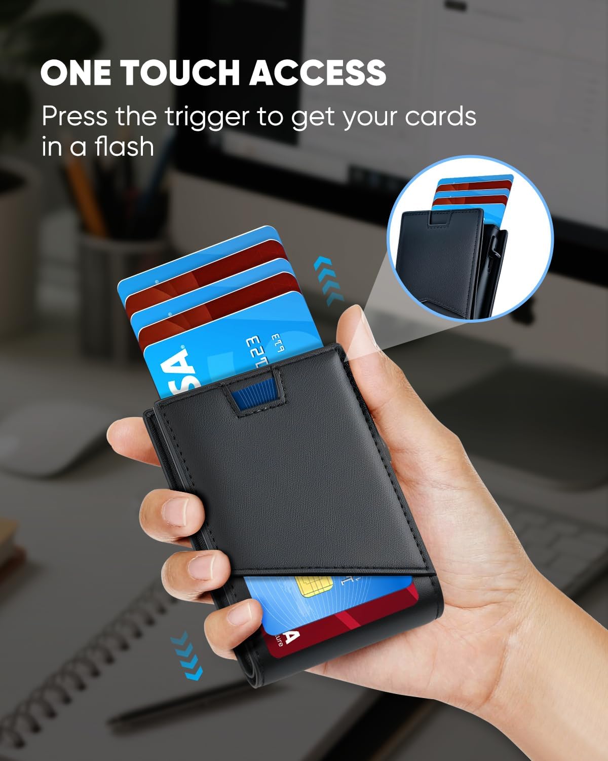 BILLETERA PARA HOMBRE BEFORPET RFID CON 2 VENTANAS PARA ID Y COMPARTIMENTO PARA DINERO - 2