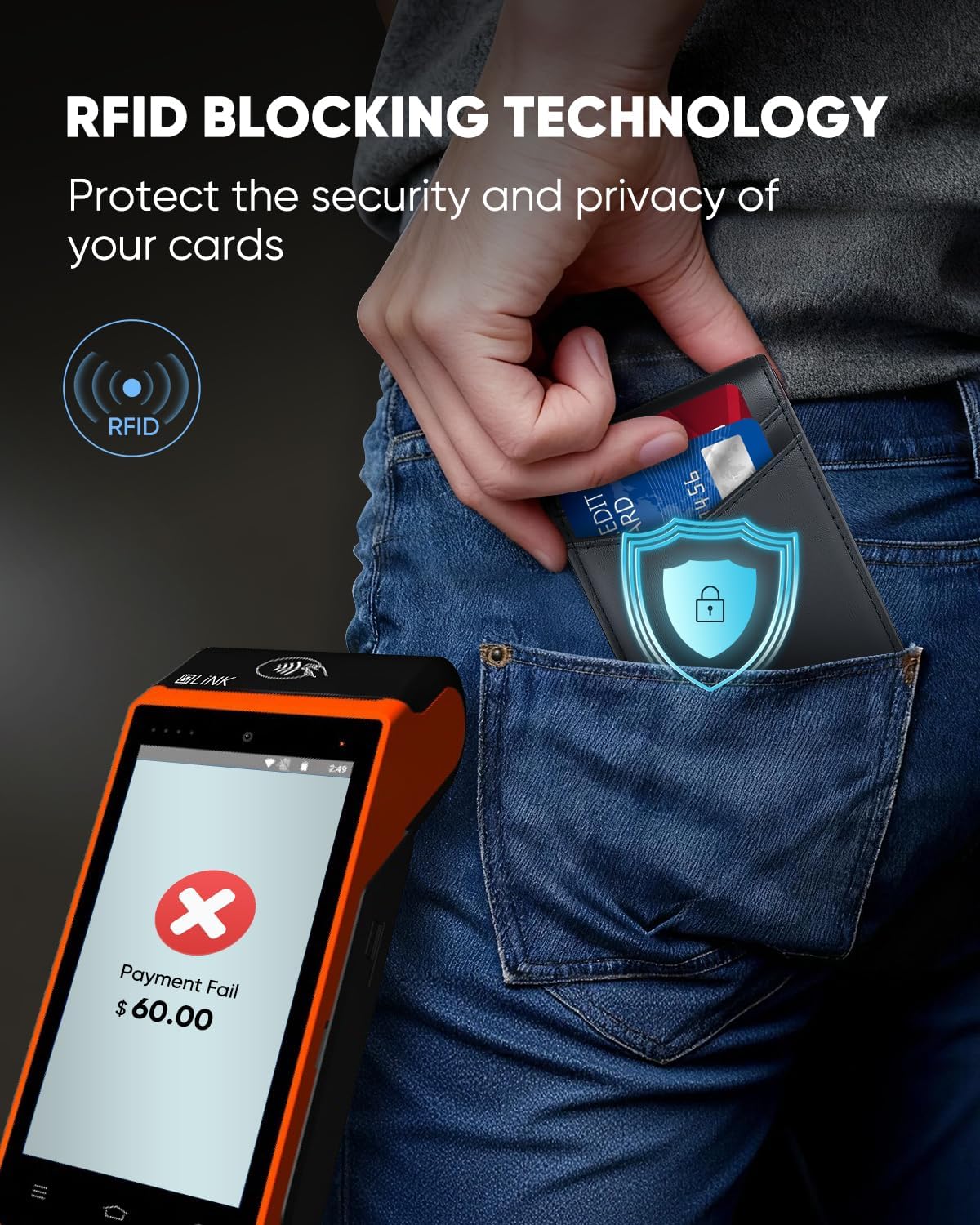 BILLETERA PARA HOMBRE BEFORPET RFID CON 2 VENTANAS PARA ID Y COMPARTIMENTO PARA DINERO - 3