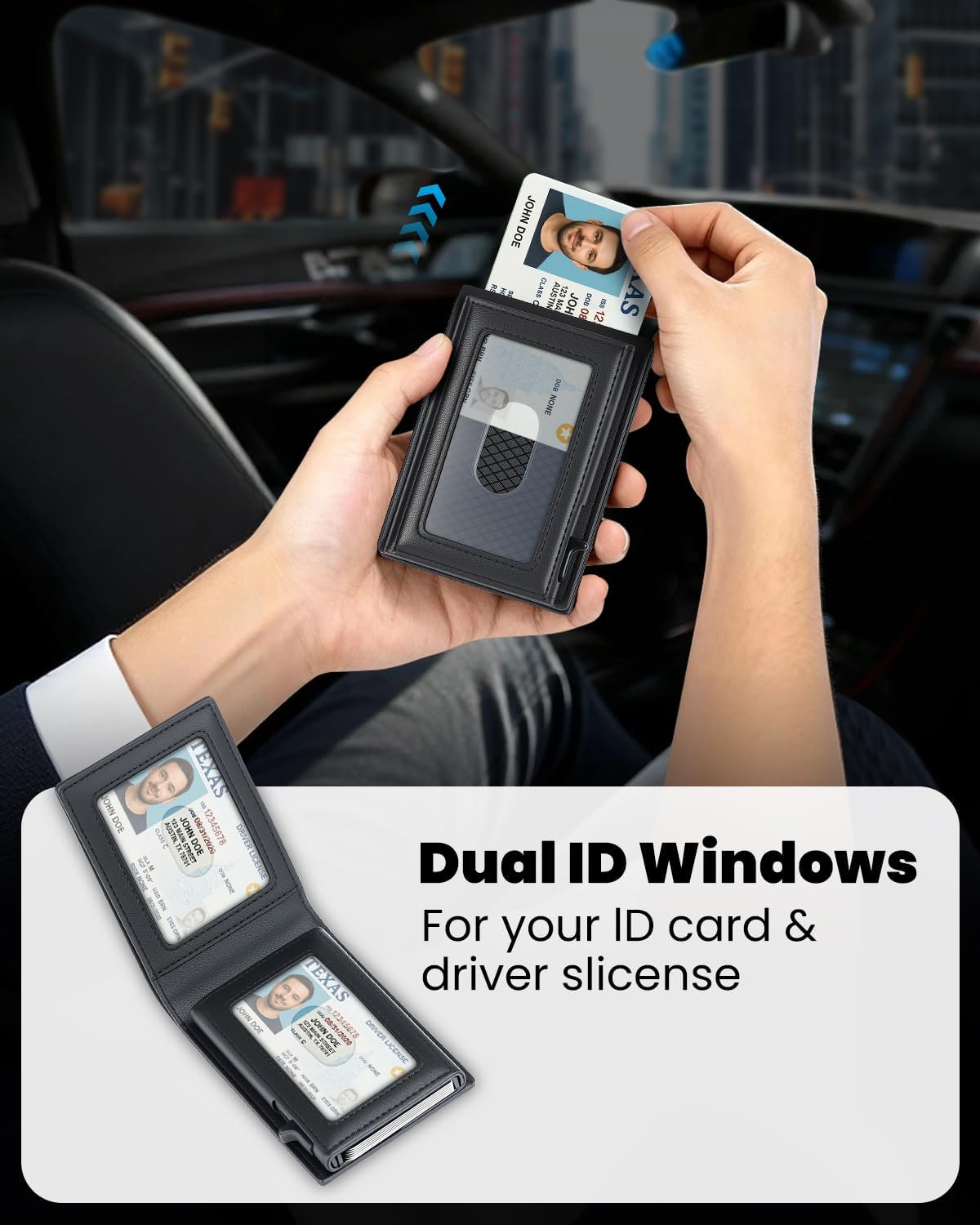 BILLETERA PARA HOMBRE BEFORPET RFID CON 2 VENTANAS PARA ID Y COMPARTIMENTO PARA DINERO - 5