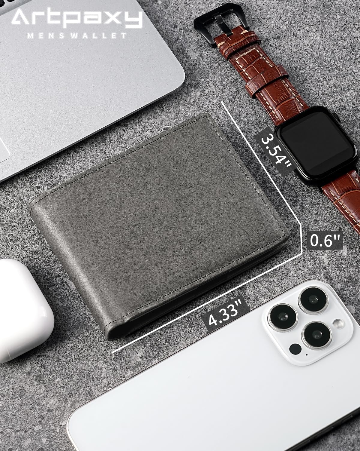 BILLETERA PARA HOMBRE ARTPAXY BIFOLD DE CUERO GENUINO CON BLOQUEO RFID 13 TARJETEROS 1 VENTANA ID 2 COMPARTIMENTOS PARA BILLETES - 2