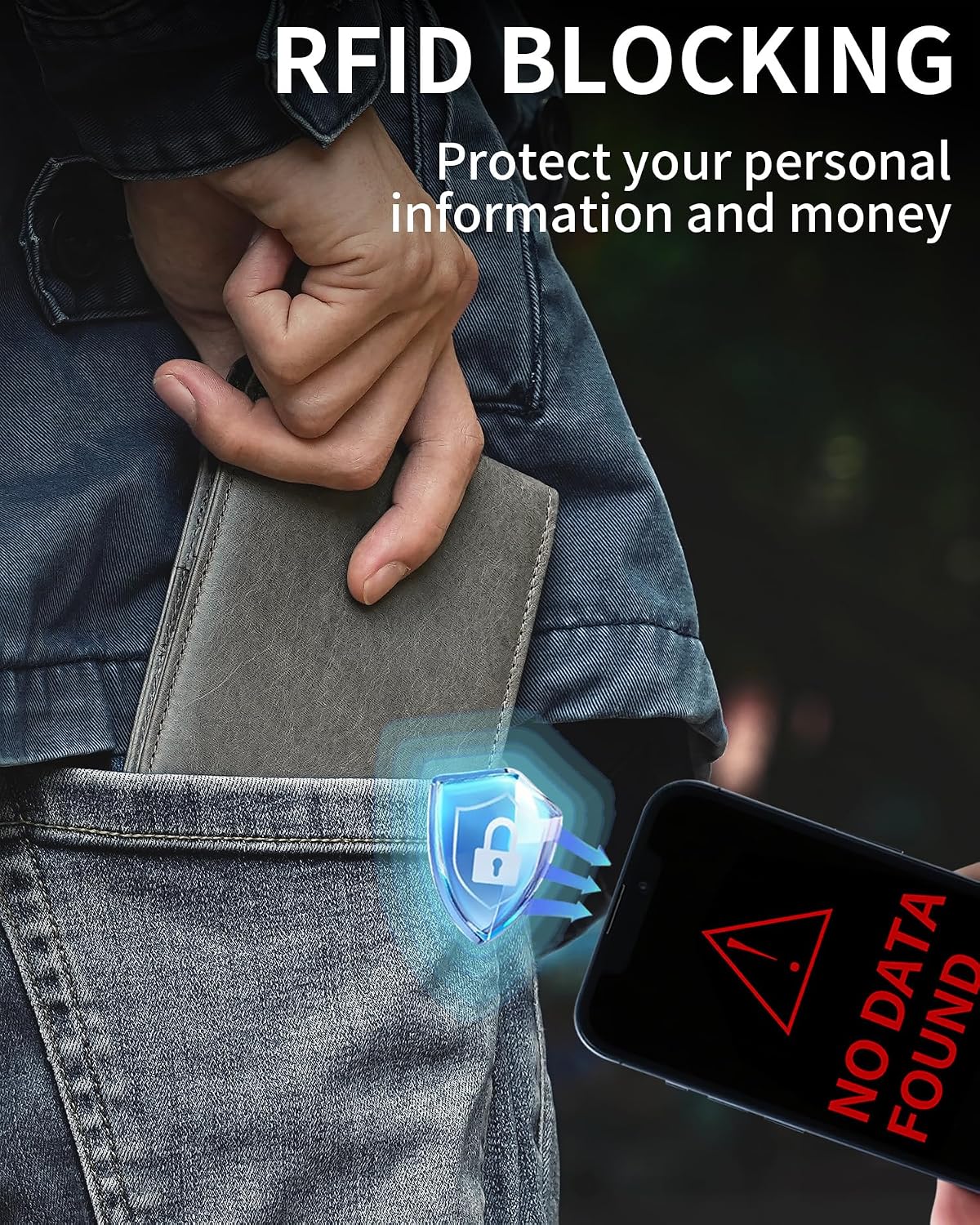 BILLETERA PARA HOMBRE ARTPAXY BIFOLD DE CUERO GENUINO CON BLOQUEO RFID 13 TARJETEROS 1 VENTANA ID 2 COMPARTIMENTOS PARA BILLETES - 4