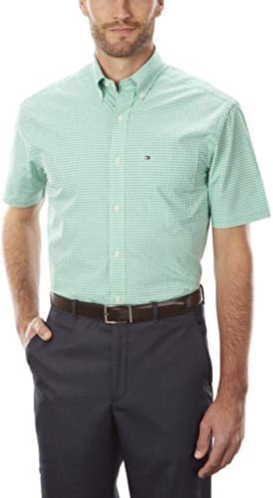 CAMISA DE VESTIR TOMMY HILFIGER PARA HOMBRE MANGA CORTA COLOR CACTUS - 1