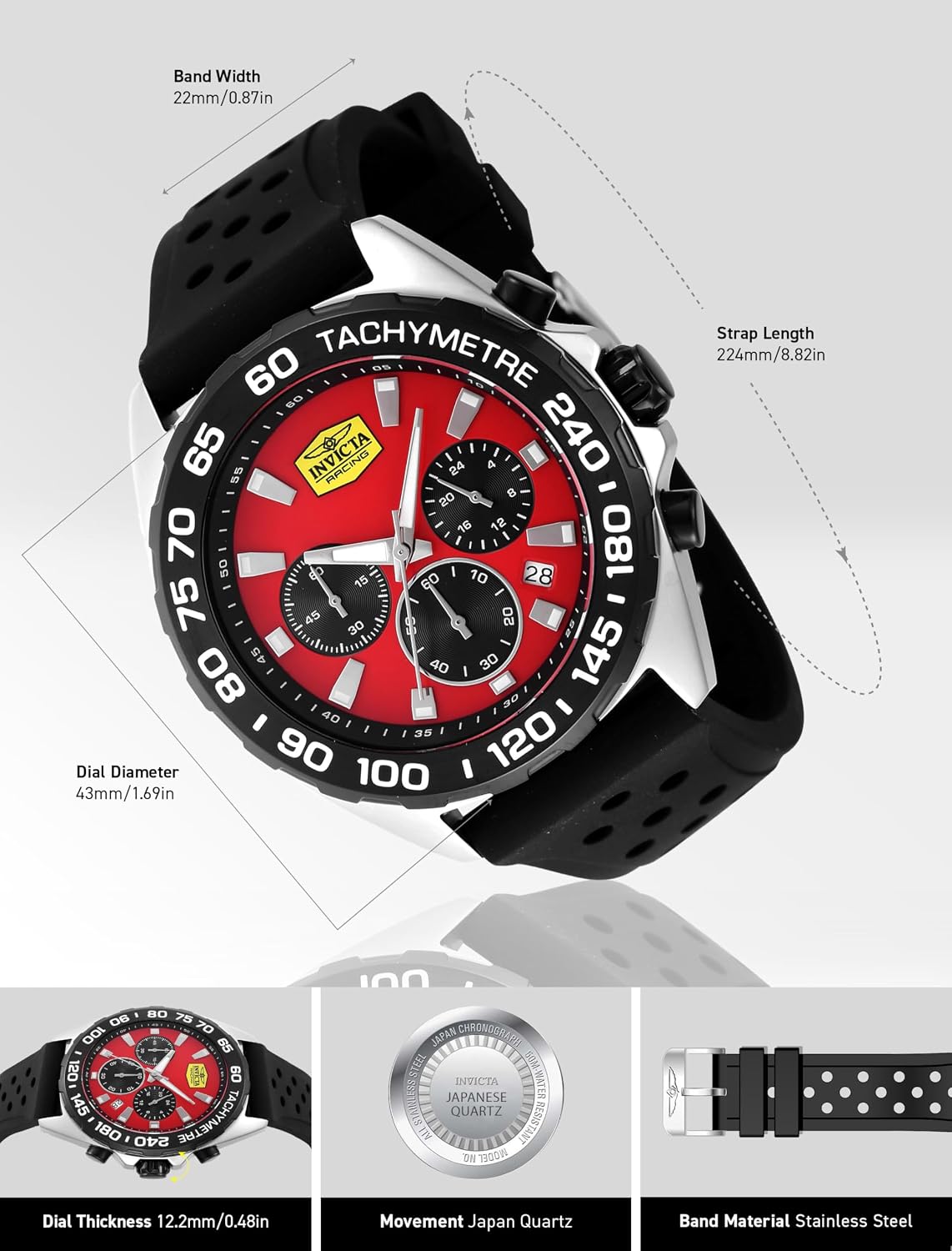 RELOJ DE PULSERA INVICTA RACING HOMBRE 43MM VD53 QUARTZ - 3