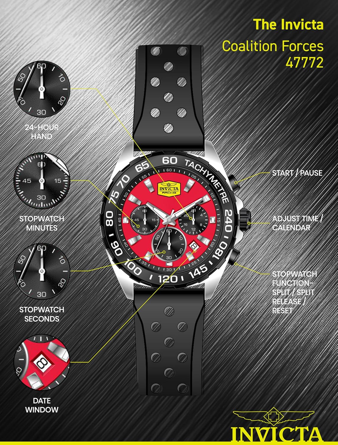 RELOJ DE PULSERA INVICTA RACING HOMBRE 43MM VD53 QUARTZ - 4