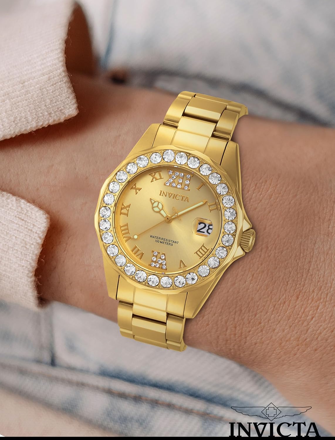 RELOJ DE PULSERA INVICTA PRO DIVER PARA MUJER ACERO INOXIDABLE CON DETALLES EN CRISTAL Y BAÑO IONIZADO 18K - 2
