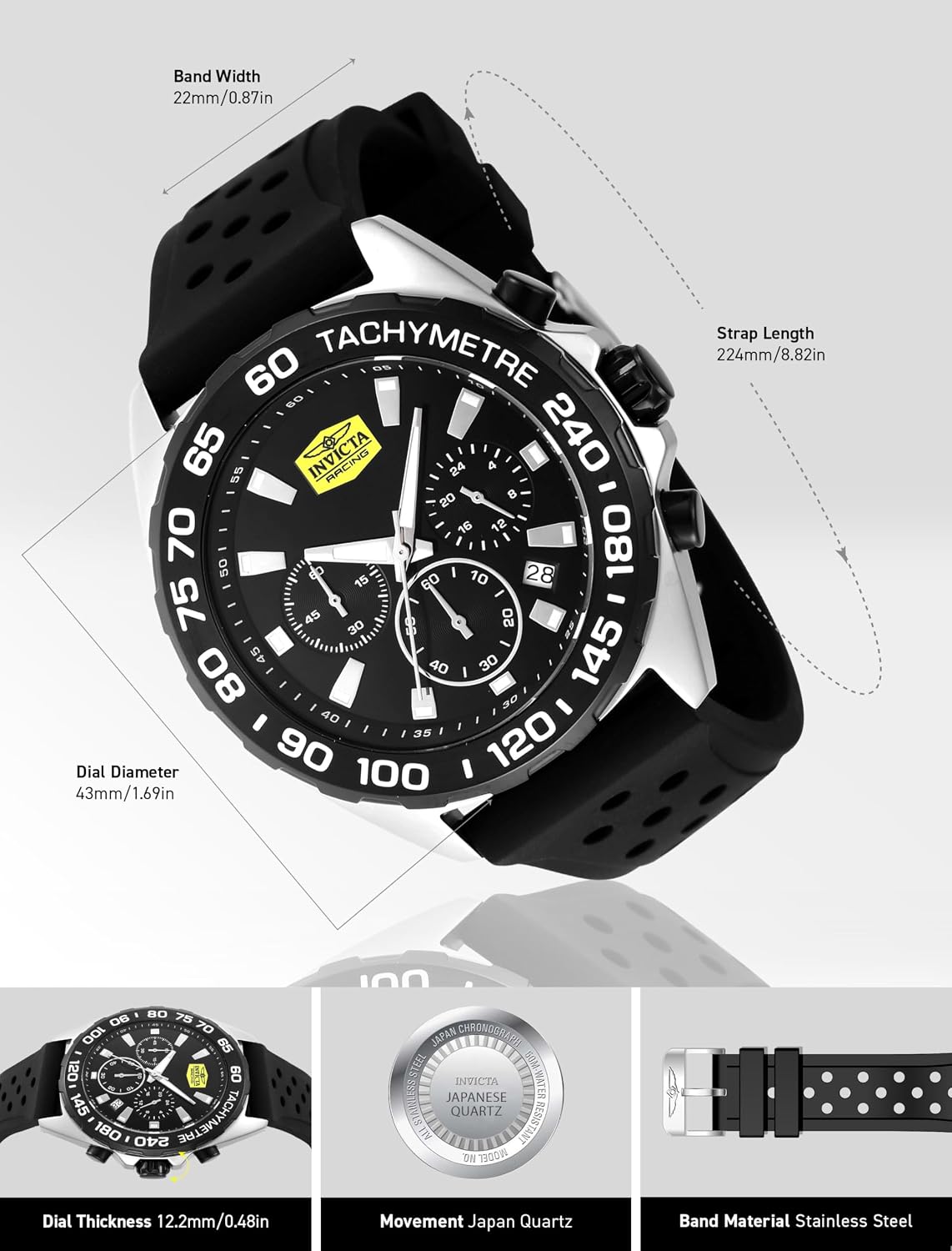 RELOJ DE PULSERA INVICTA RACING HOMBRE 43MM VD53 QUARTZ - 3