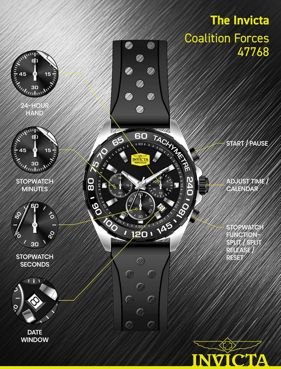 RELOJ DE PULSERA INVICTA RACING HOMBRE 43MM VD53 QUARTZ - 4
