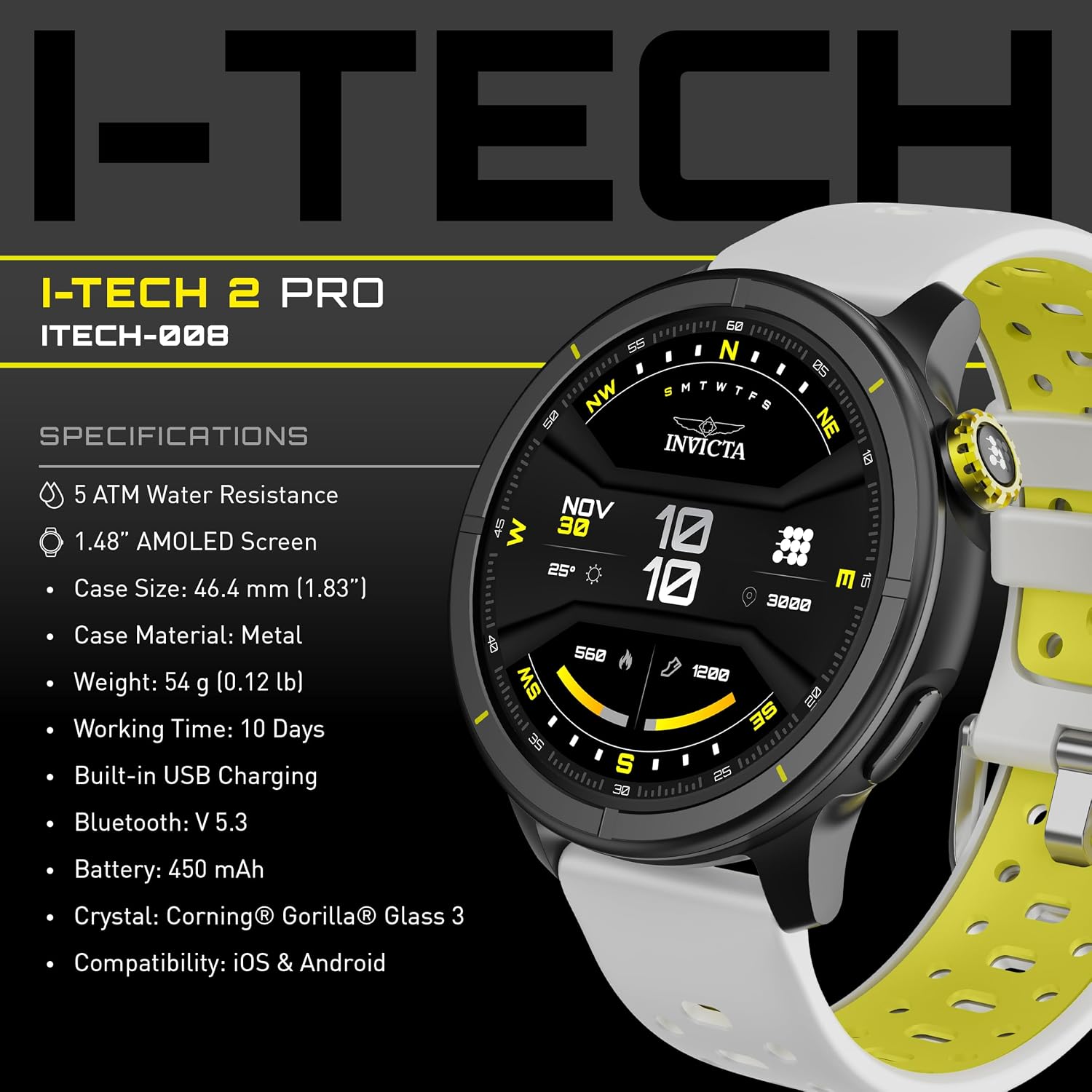 SMARTWATCH INVICTA I-TECH DIGITAL 1.48 PULGADAS NEGRO - 3