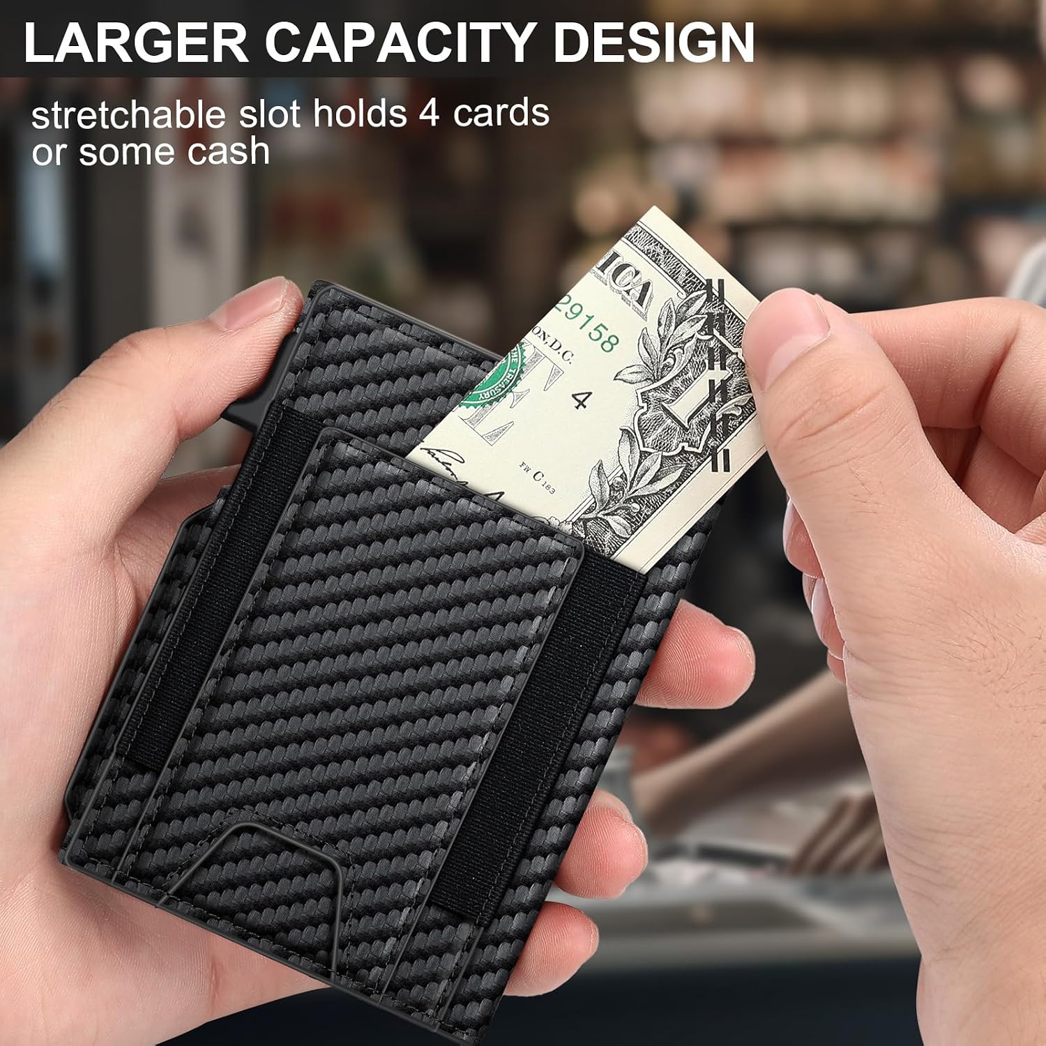 BILLETERA PARA HOMBRE SEMORID SLIM POP UP CON BLOQUEO RFID Y VENTANA PARA ID - 4