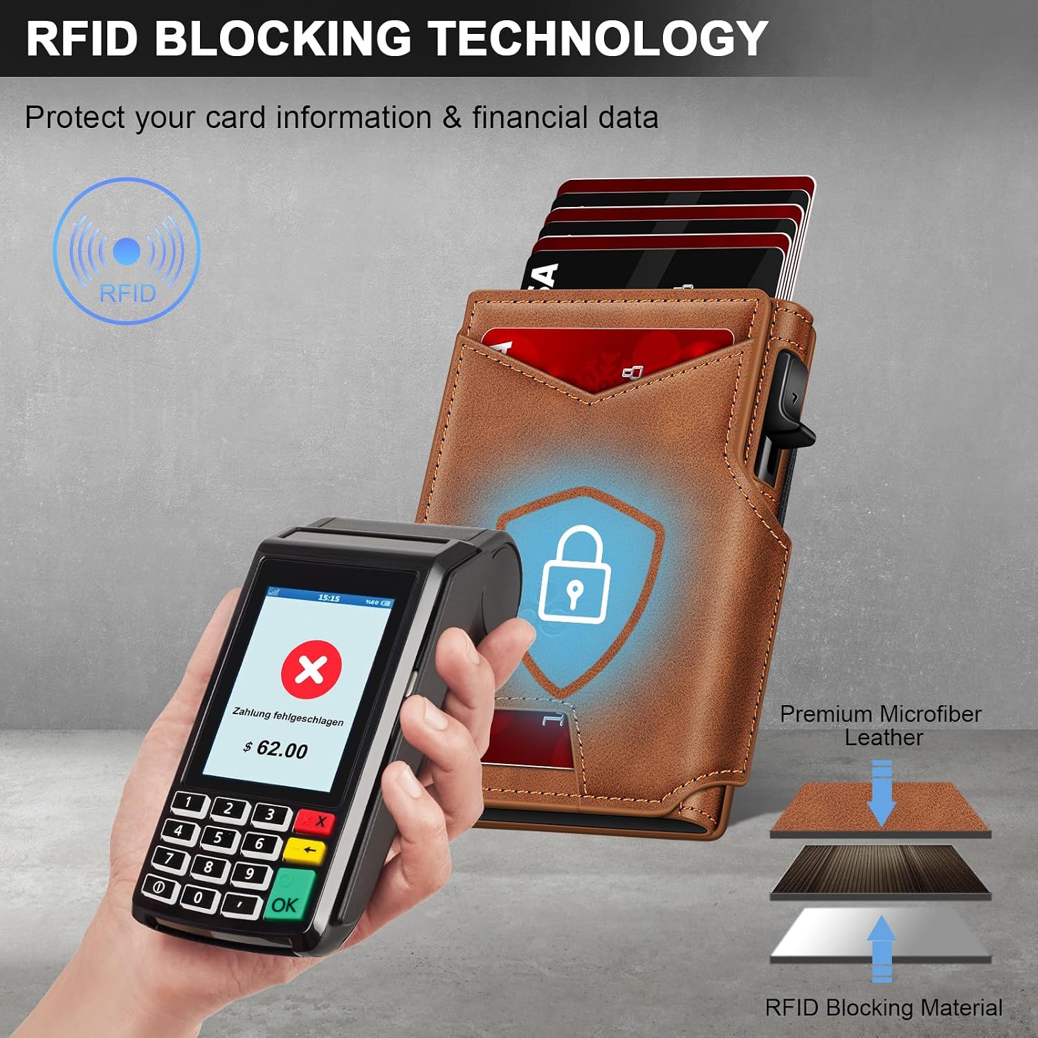 BILLETERA PARA HOMBRE SEMORID SLIM POP UP CON BLOQUEO RFID Y VENTANA PARA ID - 3