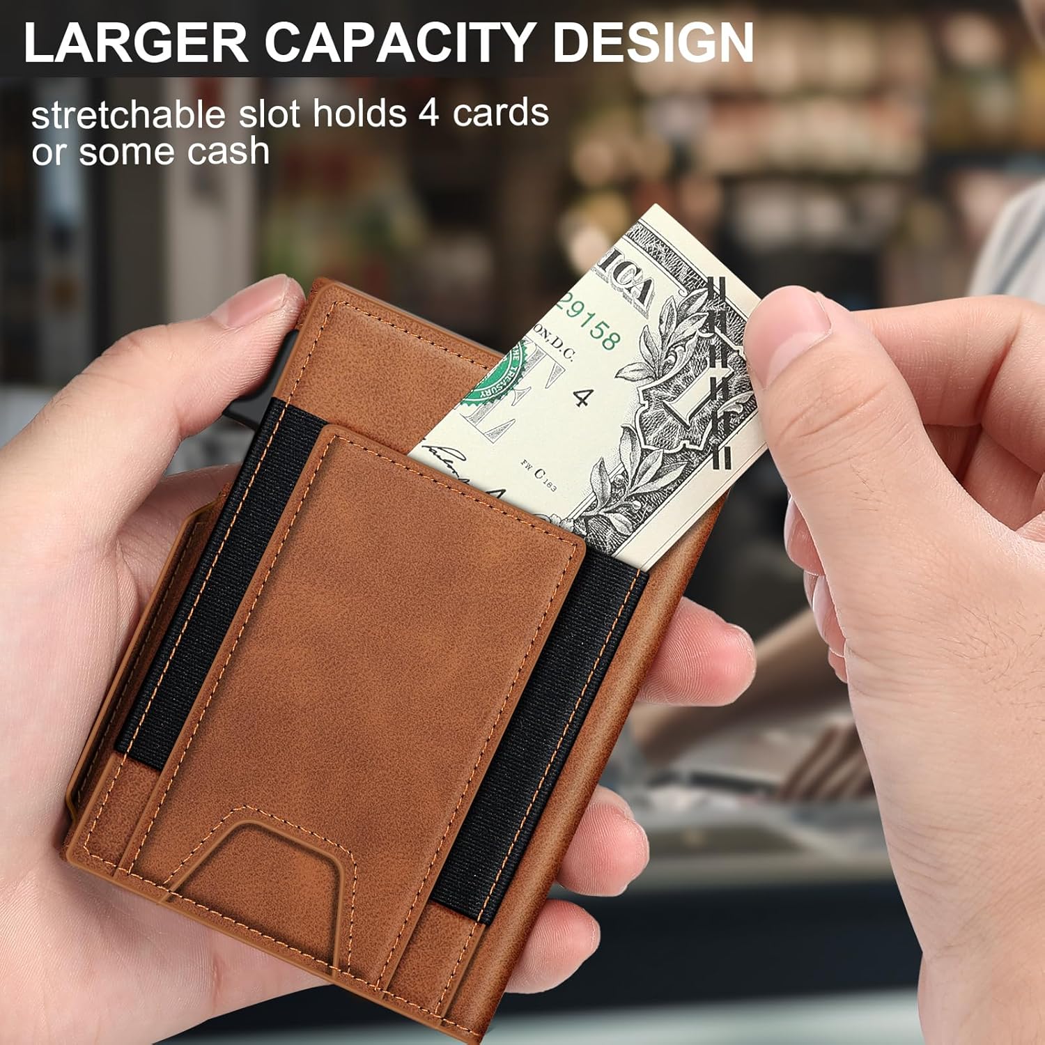 BILLETERA PARA HOMBRE SEMORID SLIM POP UP CON BLOQUEO RFID Y VENTANA PARA ID - 4