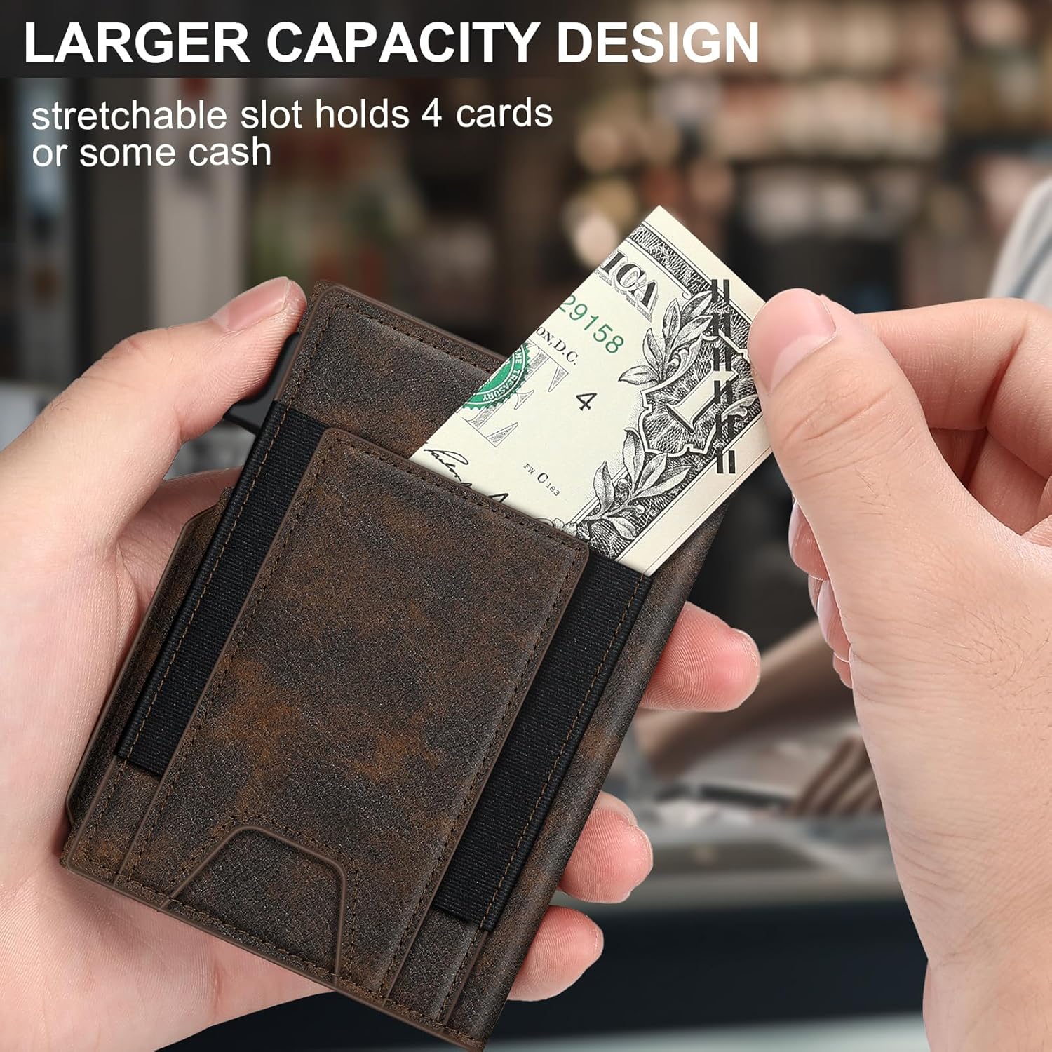 BILLETERA PARA HOMBRE SEMORID SLIM POP UP CON RFID Y VENTANA PARA ID - 4
