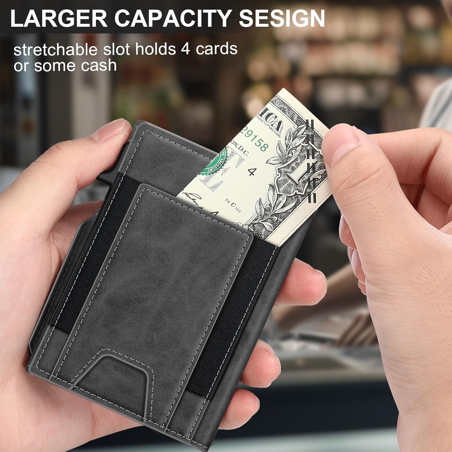 BILLETERA PARA HOMBRE SEMORID SLIM POP UP CON BLOQUEO RFID Y VENTANA PARA ID - 4